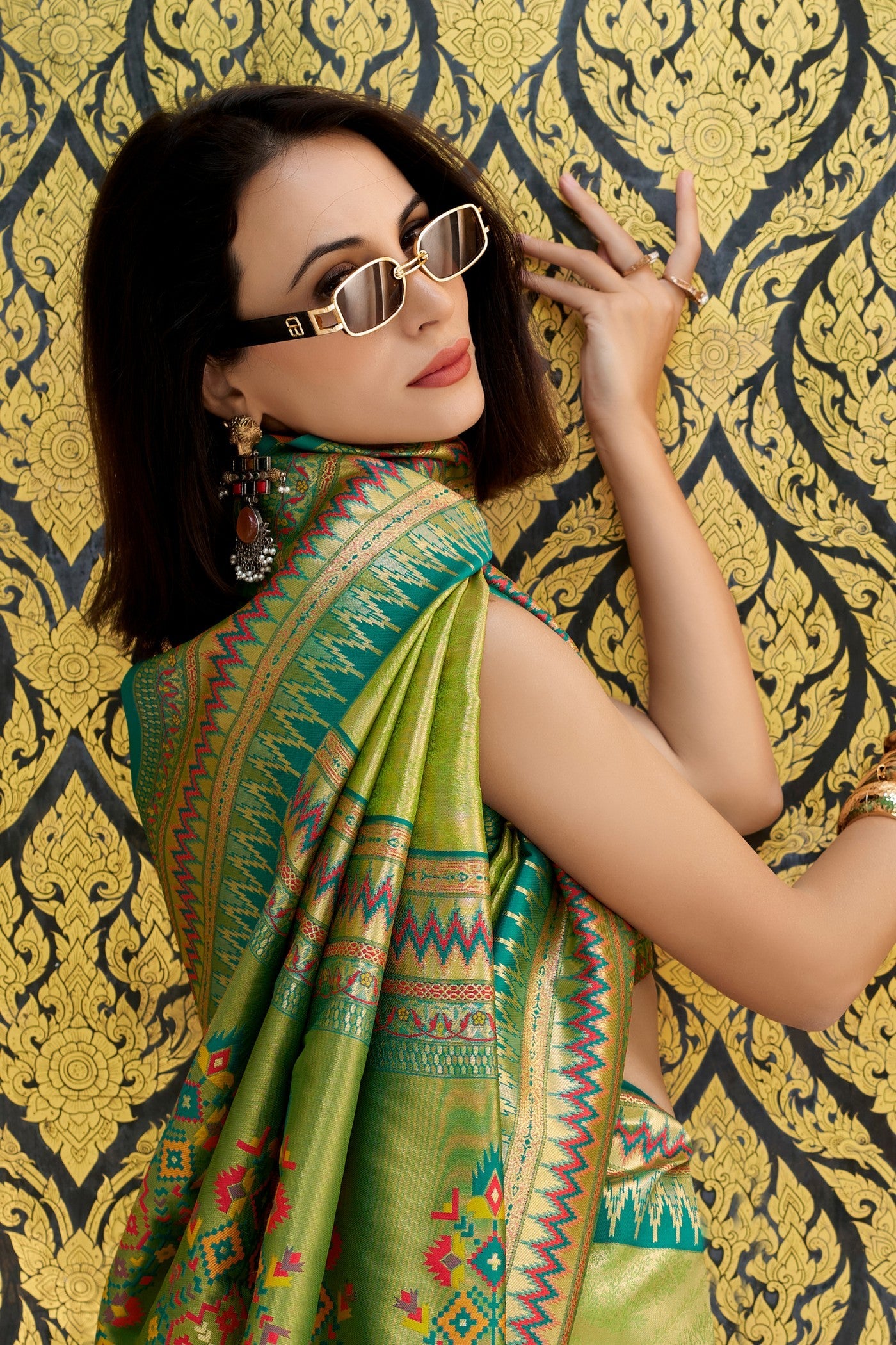 Verdun Green Tissue Handloom Saree