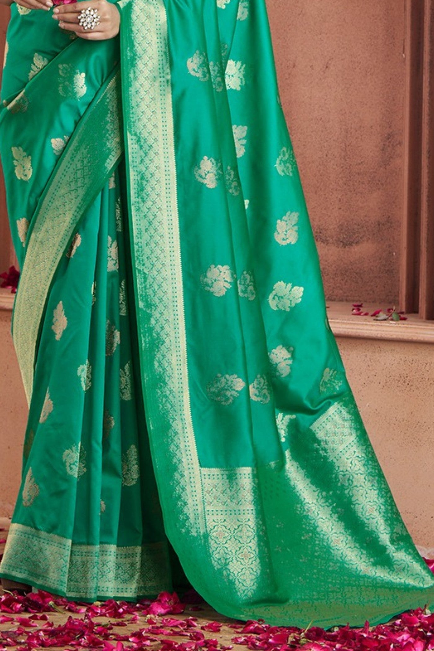 Forest Green Woven Banarasi Saree