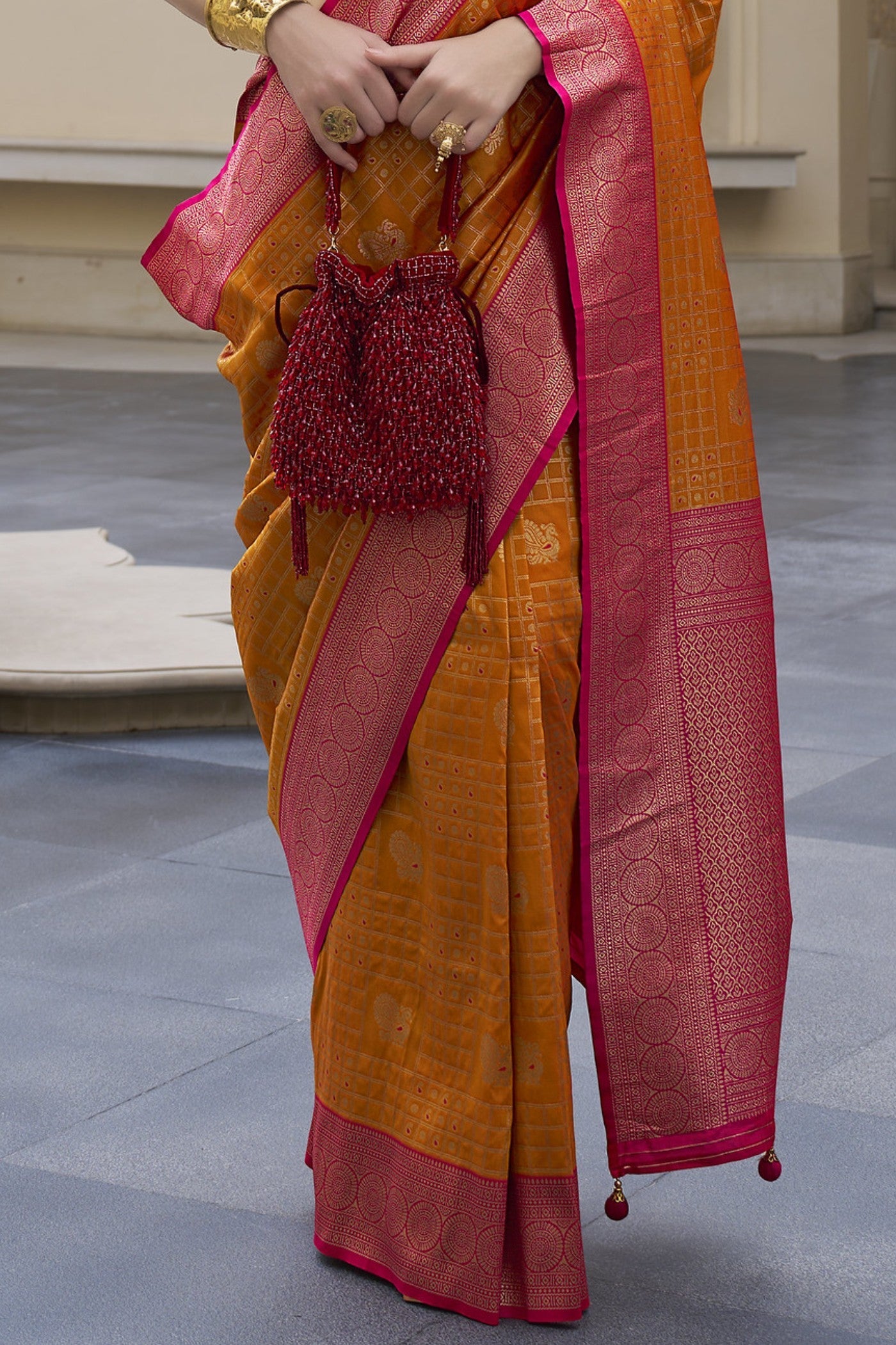 Copper Canyon Orange Woven Kanjivaram Saree