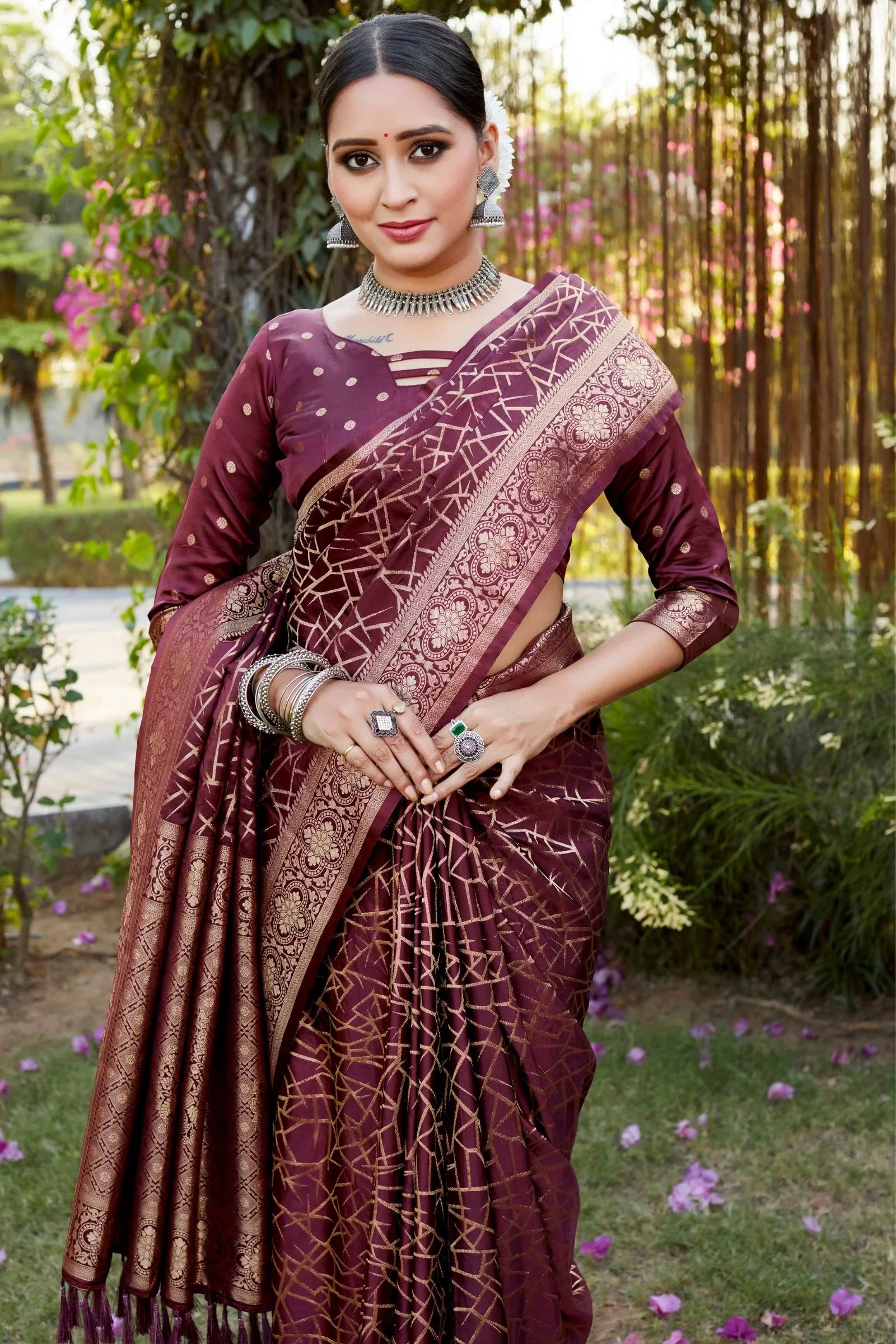 Maroon Color Pure Kanjivaram Soft Satin Silk Saree