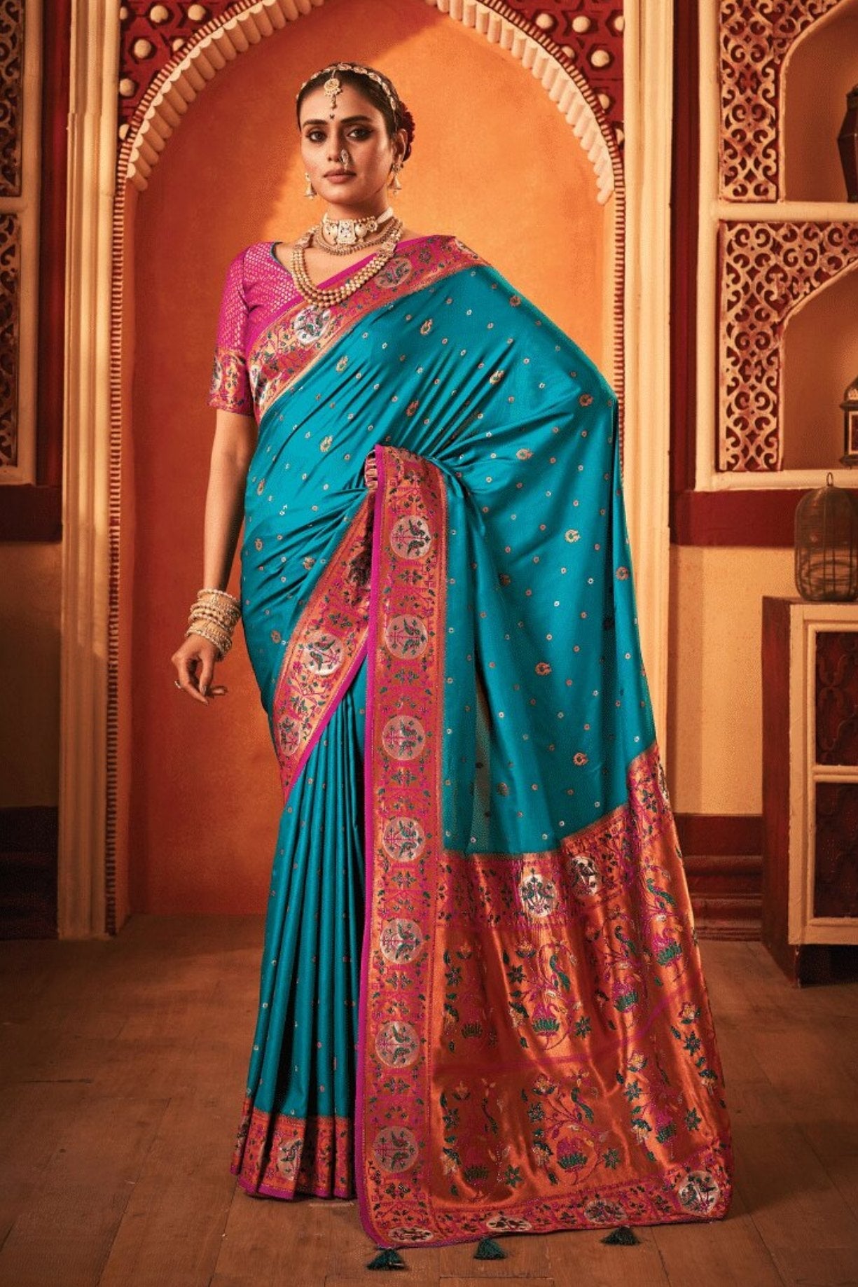 Atoll Blue Woven Paithani Saree