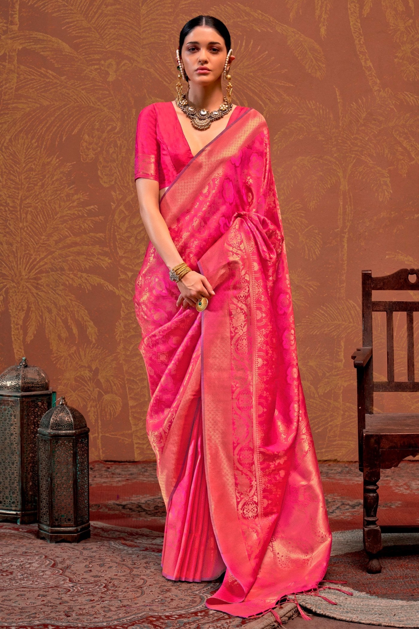 Mandy Pink Kanjivaram Handloom Saree