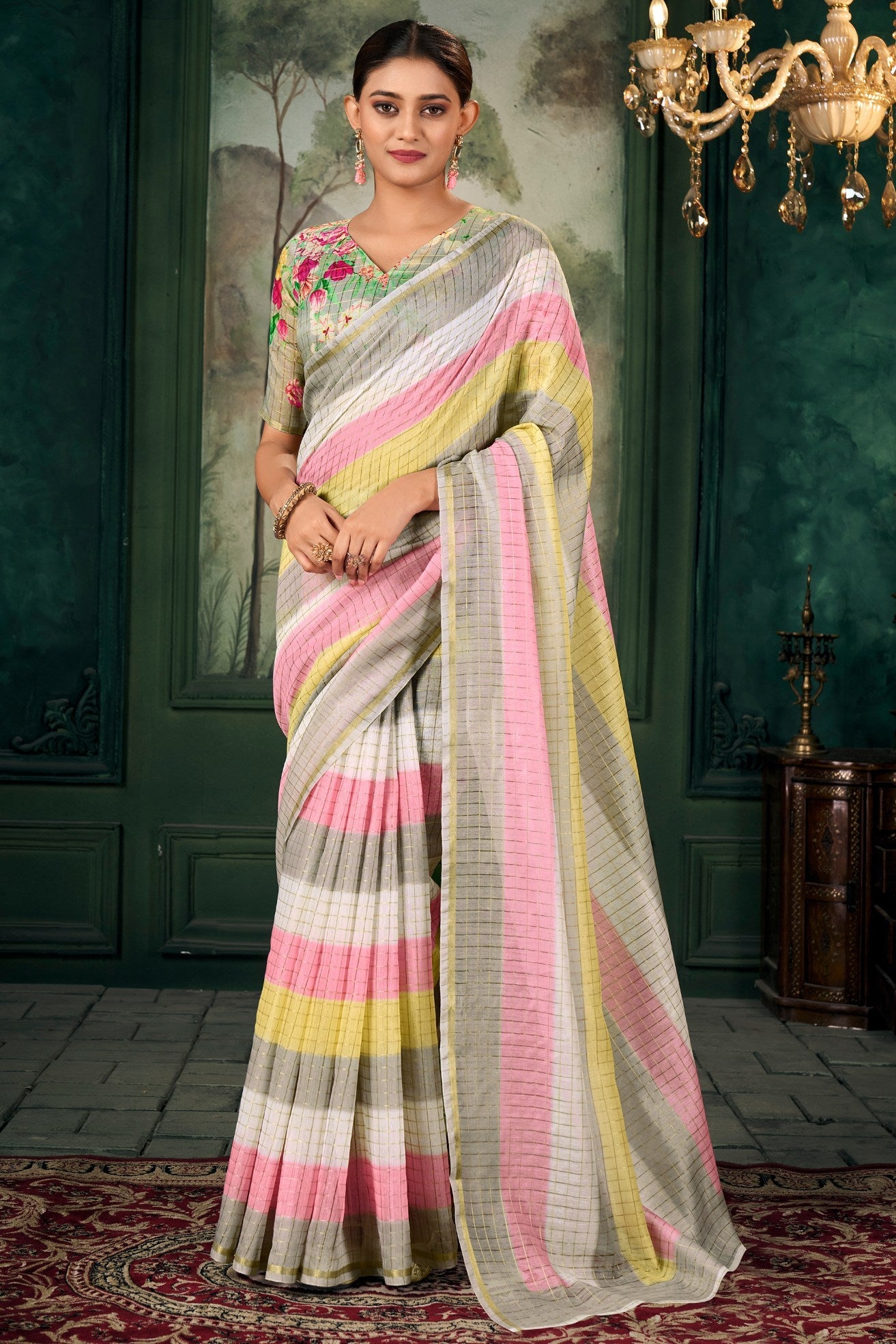 Mauvelous Pink Chanderi Linen Saree