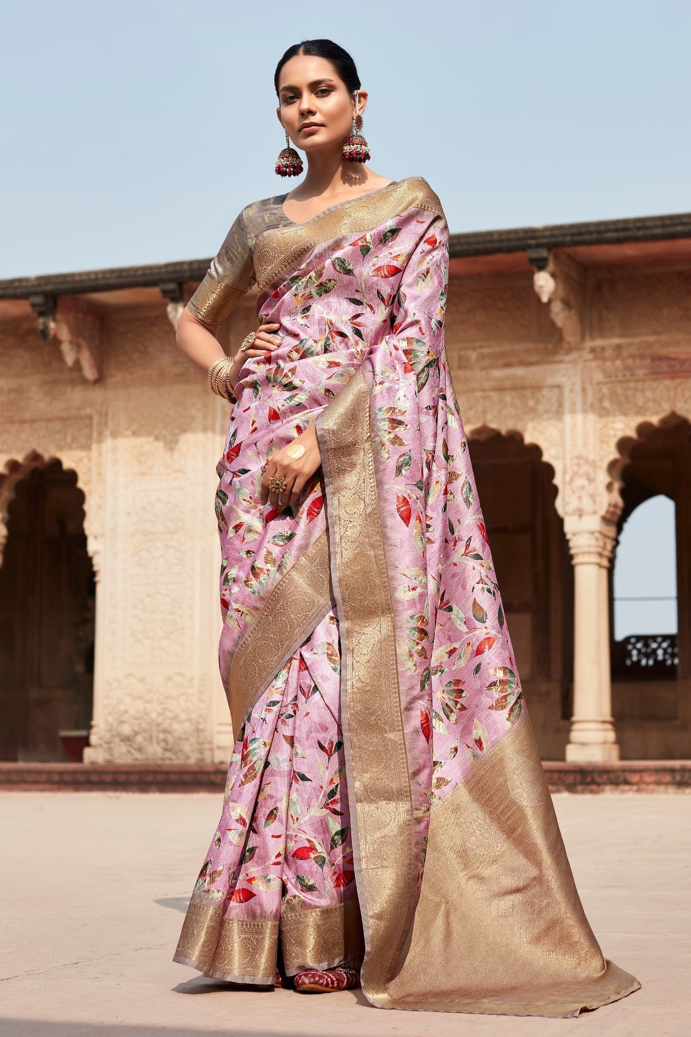 Cupid Pink Banarasi Handloom Saree