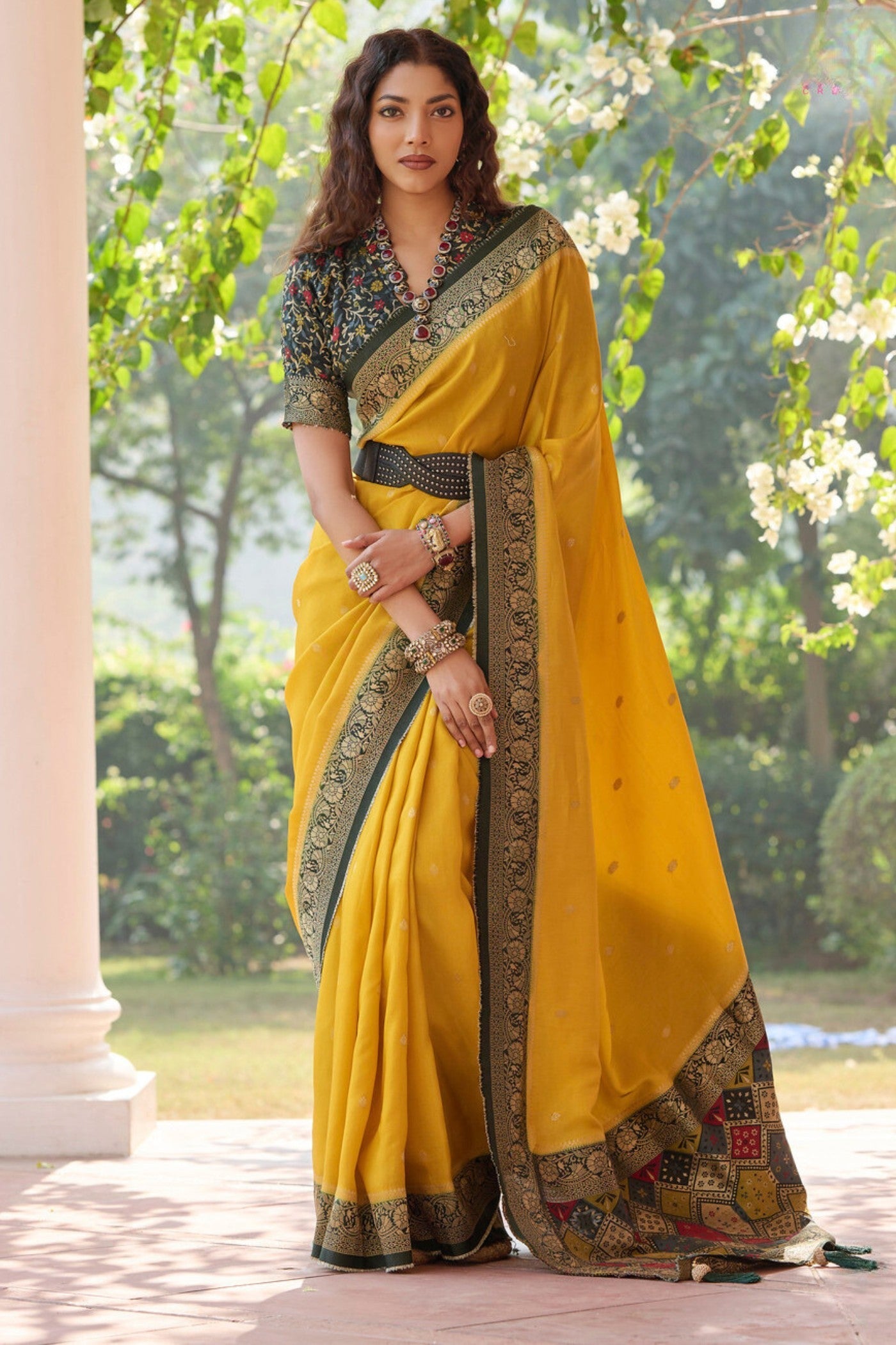 Gamboge Yellow Banarasi Handloom Saree