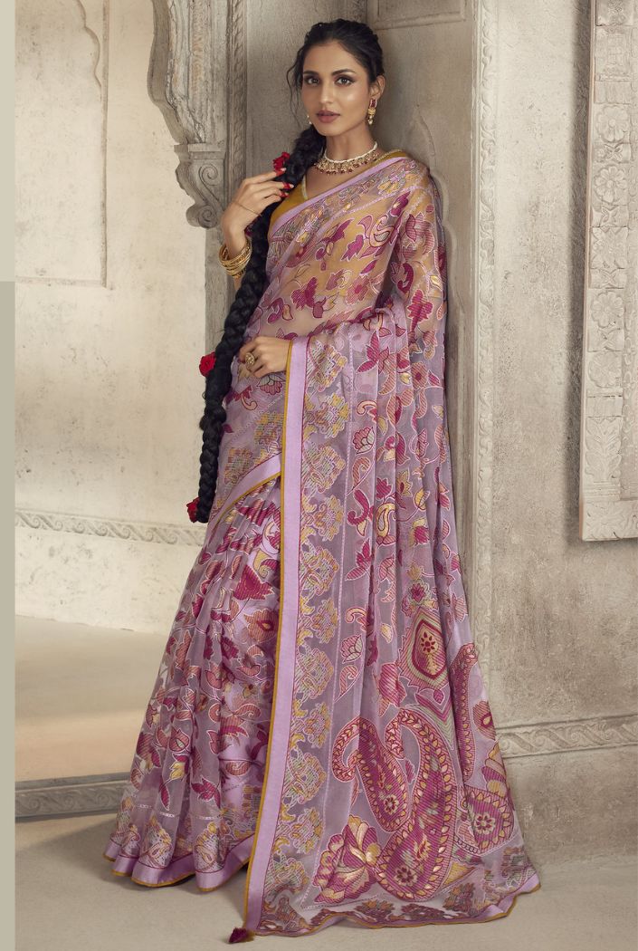 Bouquet Lavender Woven Organza Saree