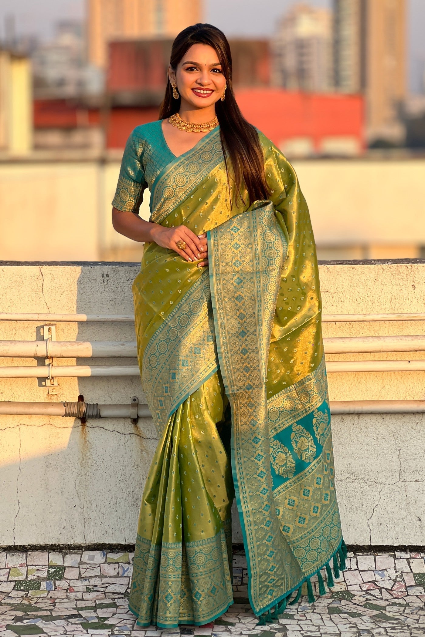 Himalaya Green Woven Banarasi Saree