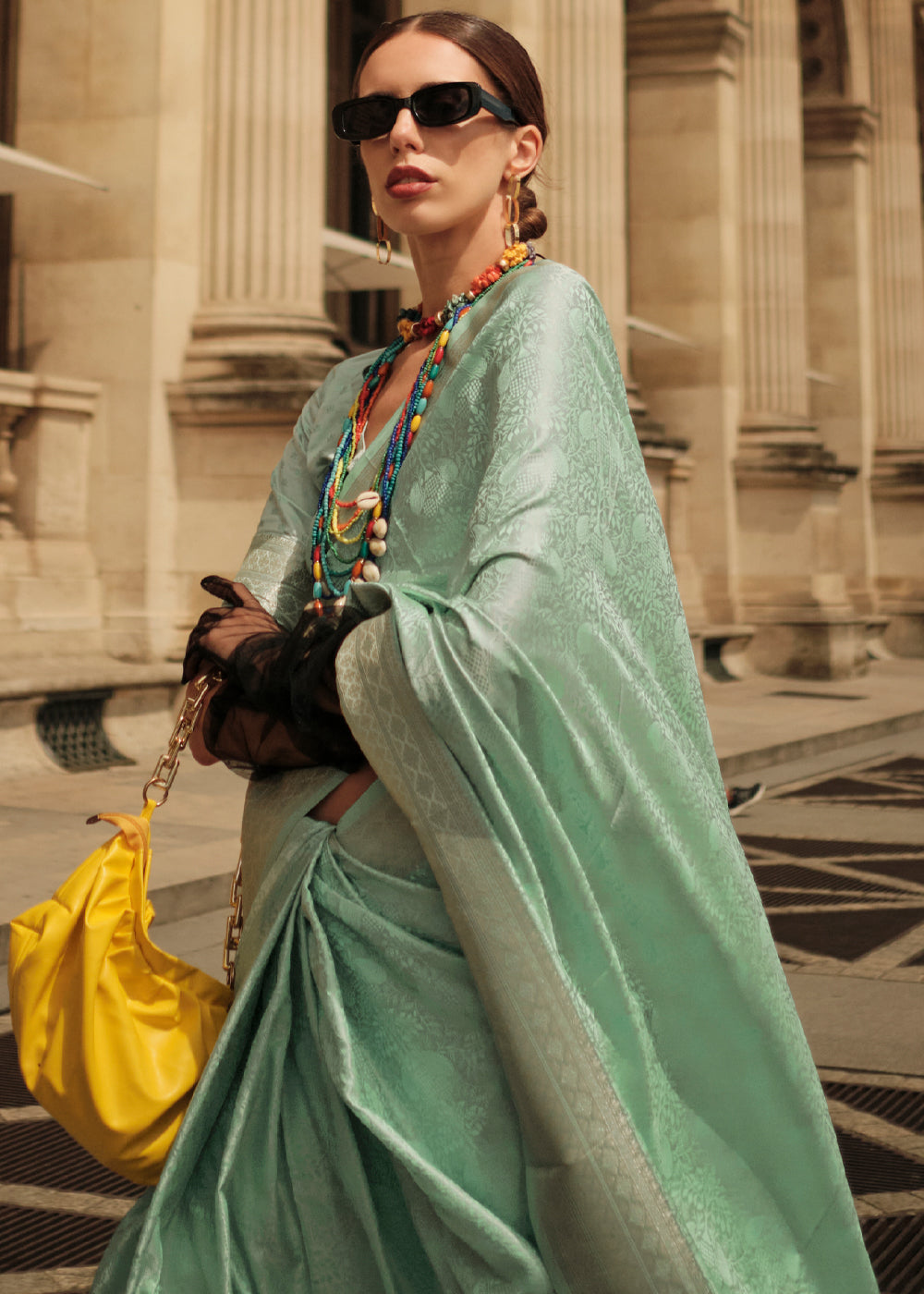 Summer Green Woven Banarasi Satin Silk Saree