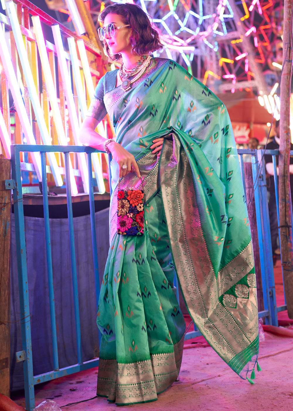 Sea Nymph Green Handloom Banarasi Silk Saree