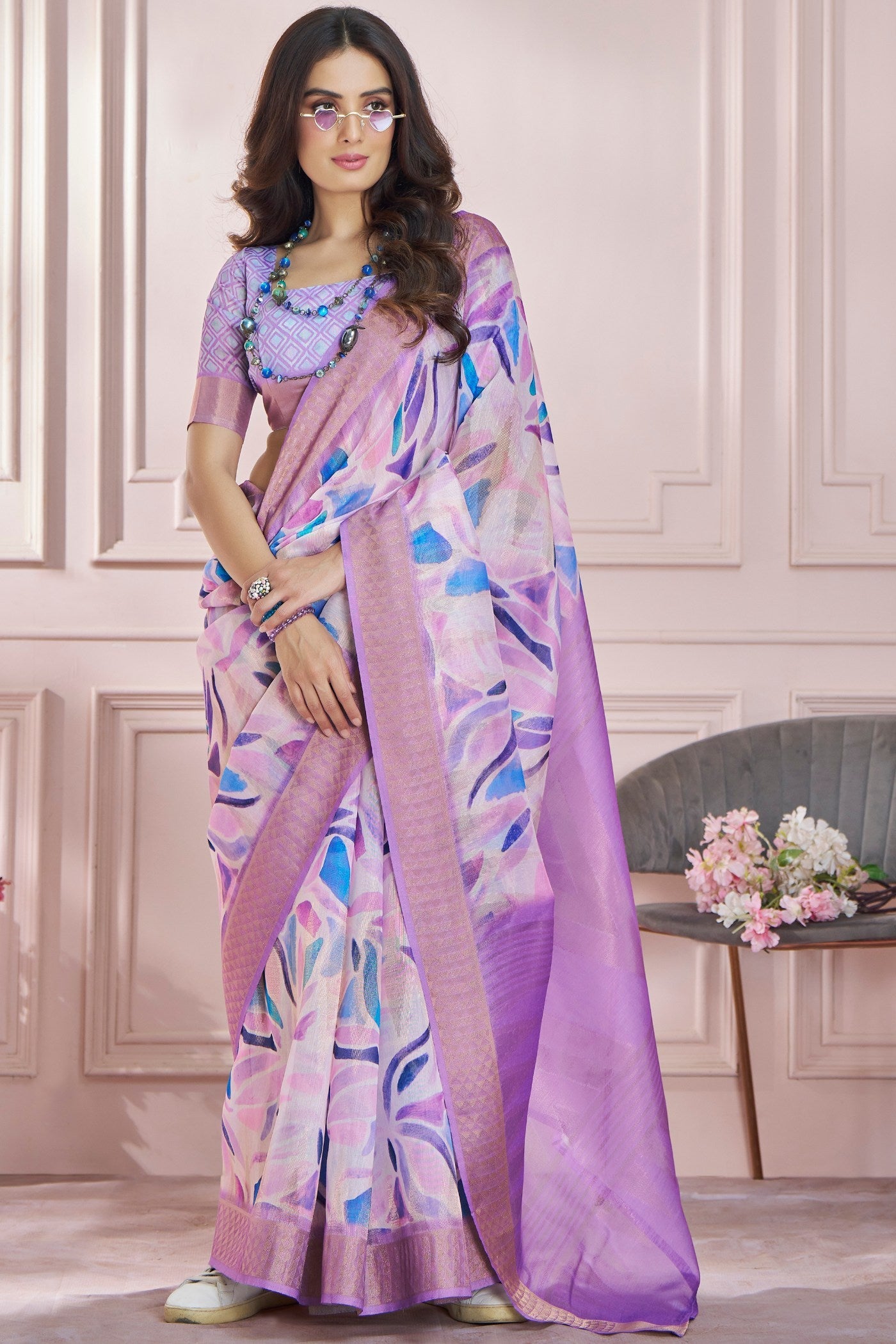 Lily Purple Banarasi Silk saree