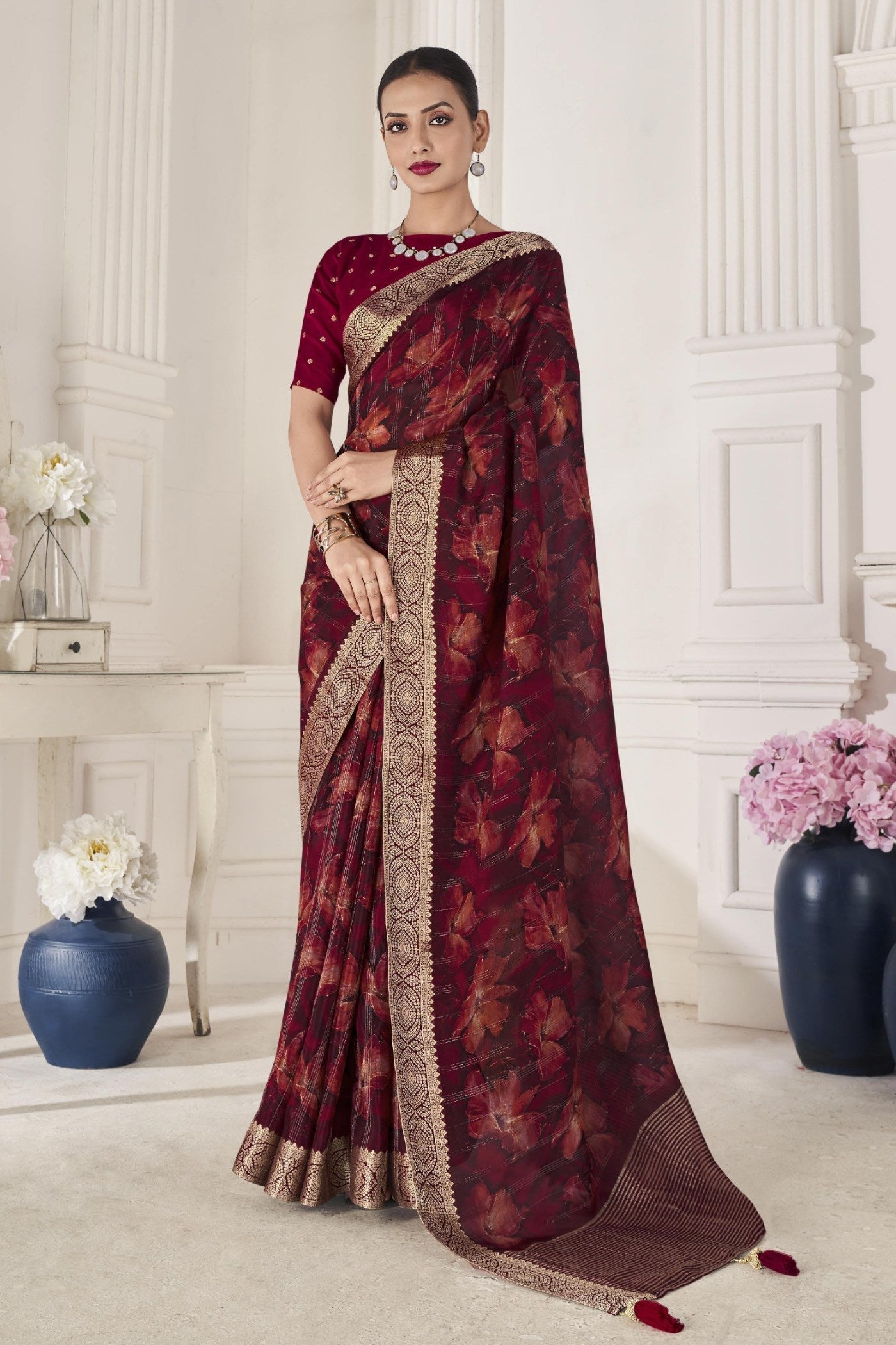 Espresso Brown Banarasi Silk Saree