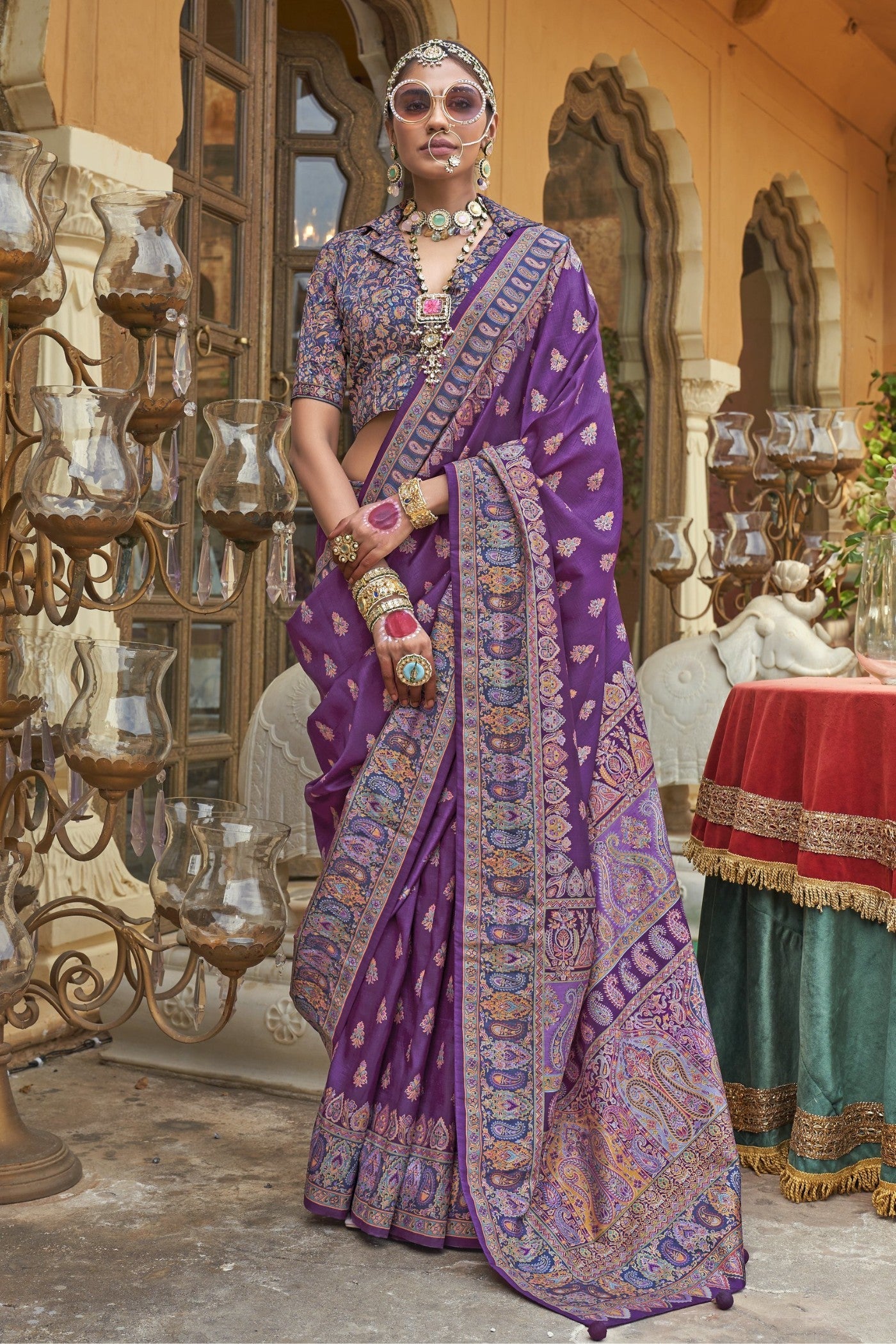 Foxglove Purple Banarasi Jamawar Saree