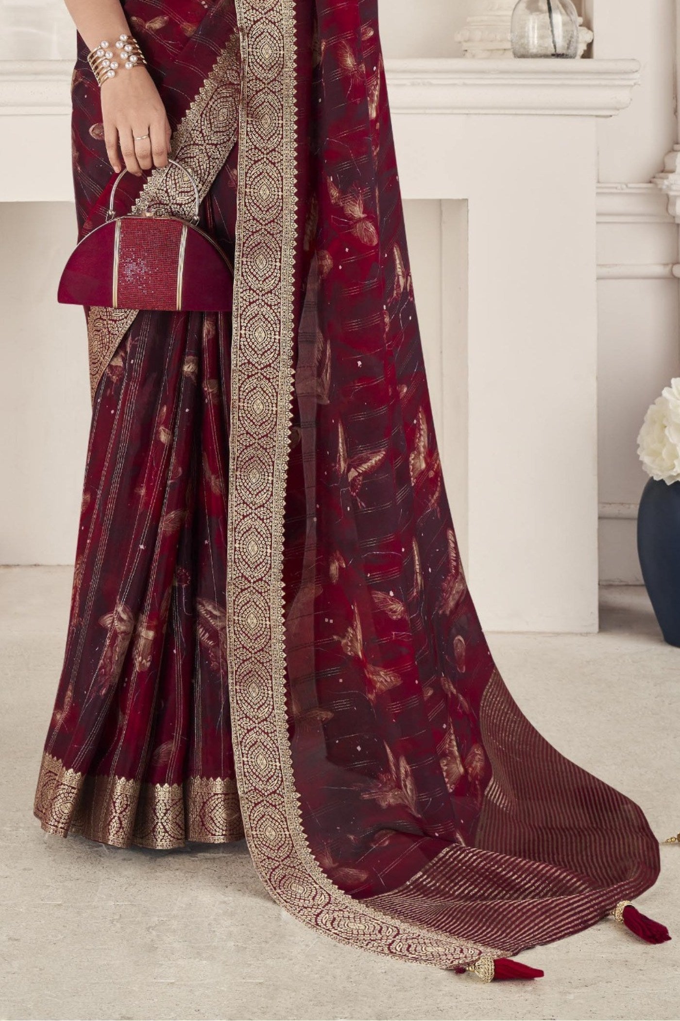 Buccaneer Maroon Banarasi Silk Saree