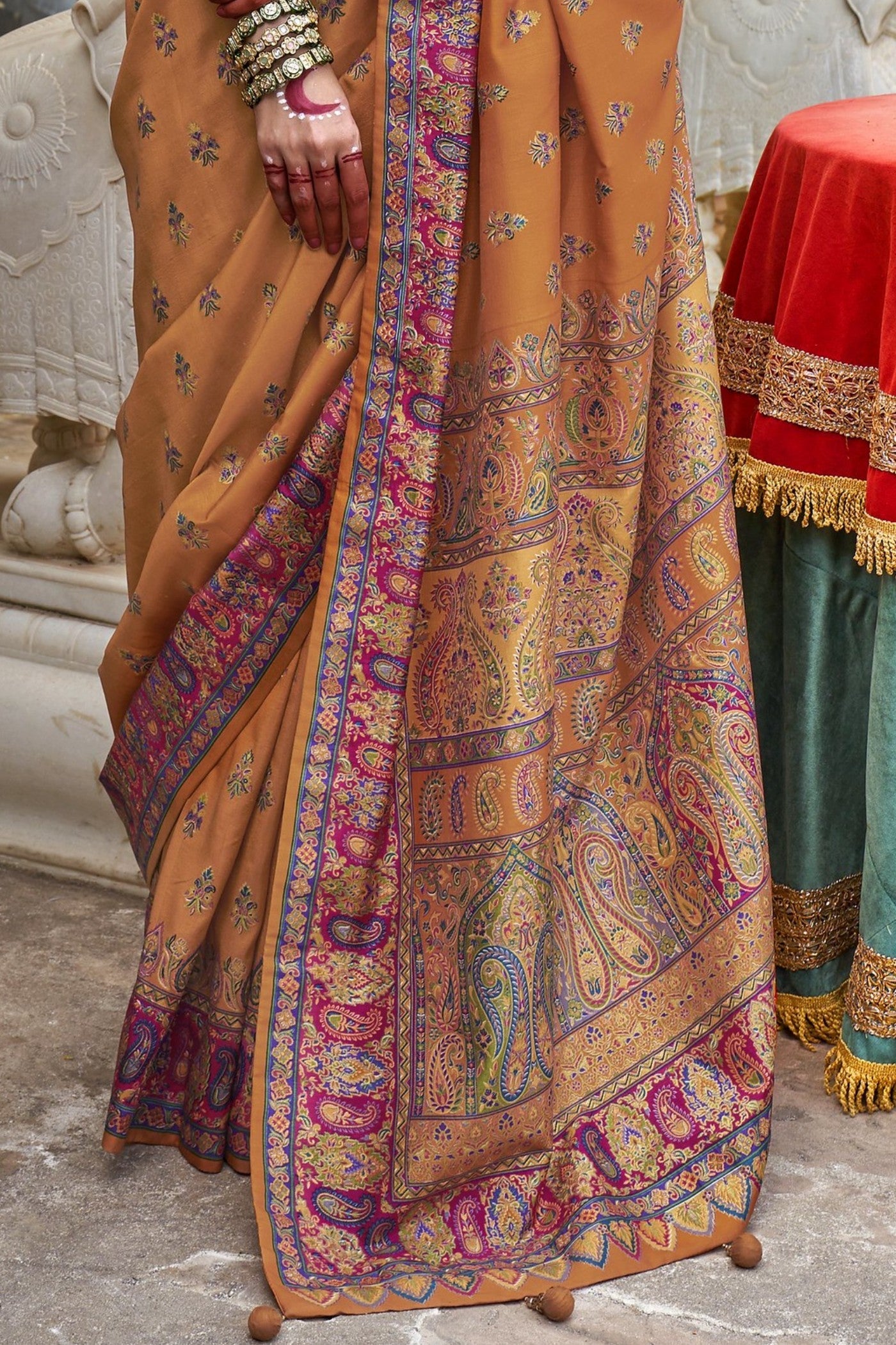 Daylily Yellow Banarasi Jamawar Saree