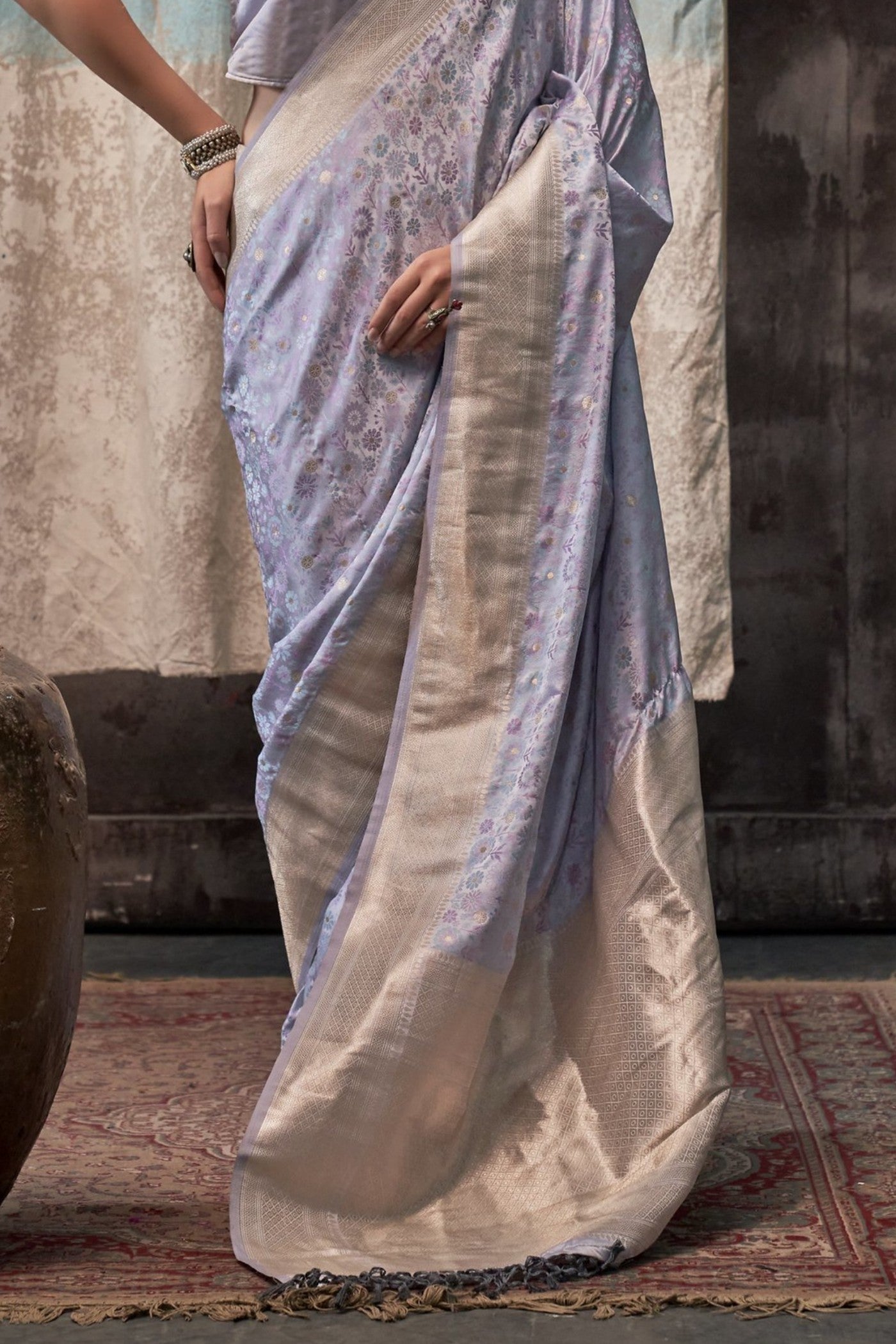 Fedora Grey Banarasi Handloom Saree