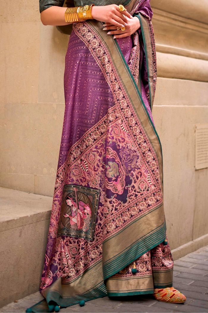 Twilight Purple Printed Patola Saree