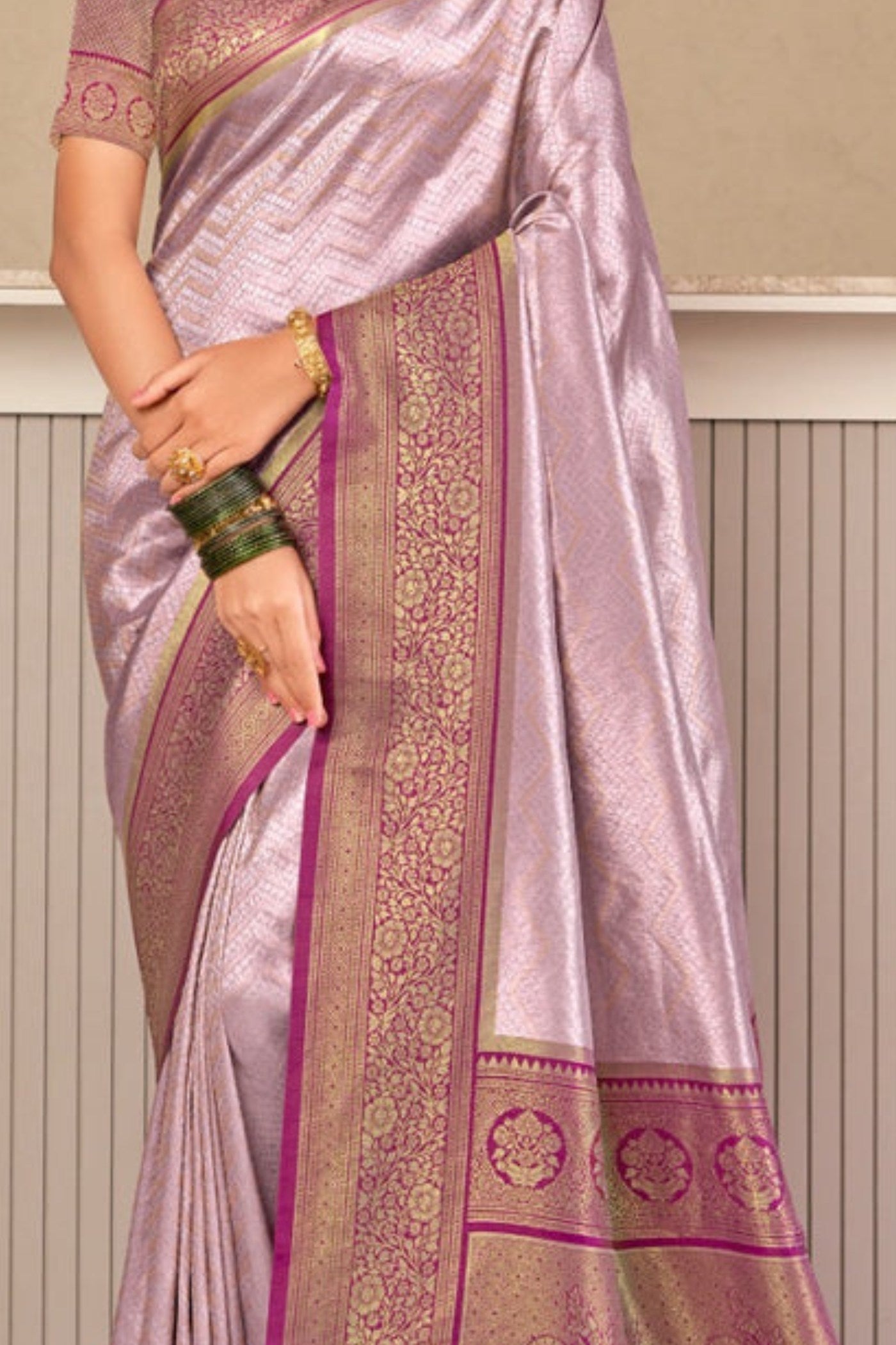 Bush Purple Zari Woven Kanjivaram Saree