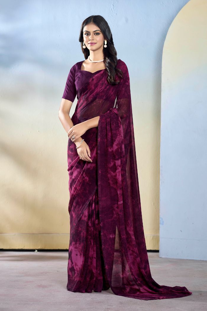 Jamun Purple Ready To Wear Georgette Saree