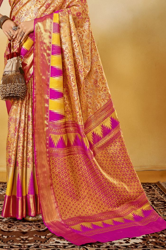 Manhattan Orange Woven Kanjivaram Saree