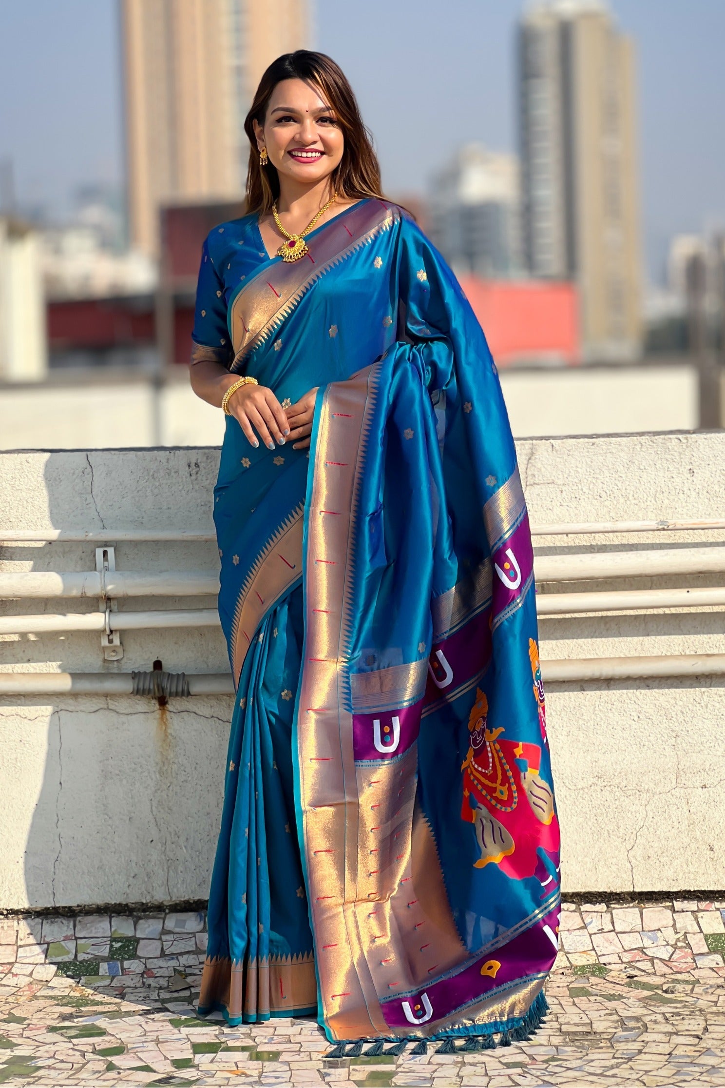 Royal Blue Woven Paithani Saree