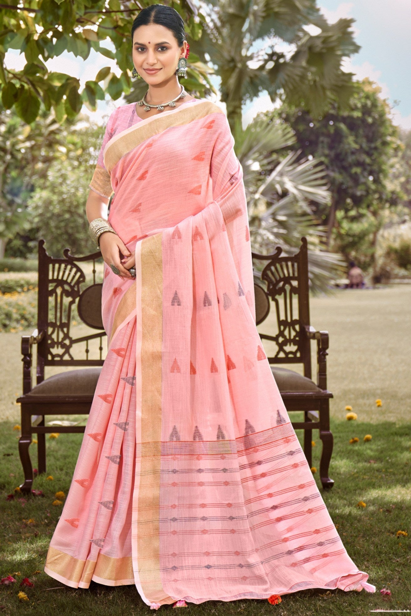 Blossom Pink Cotton Silk Saree