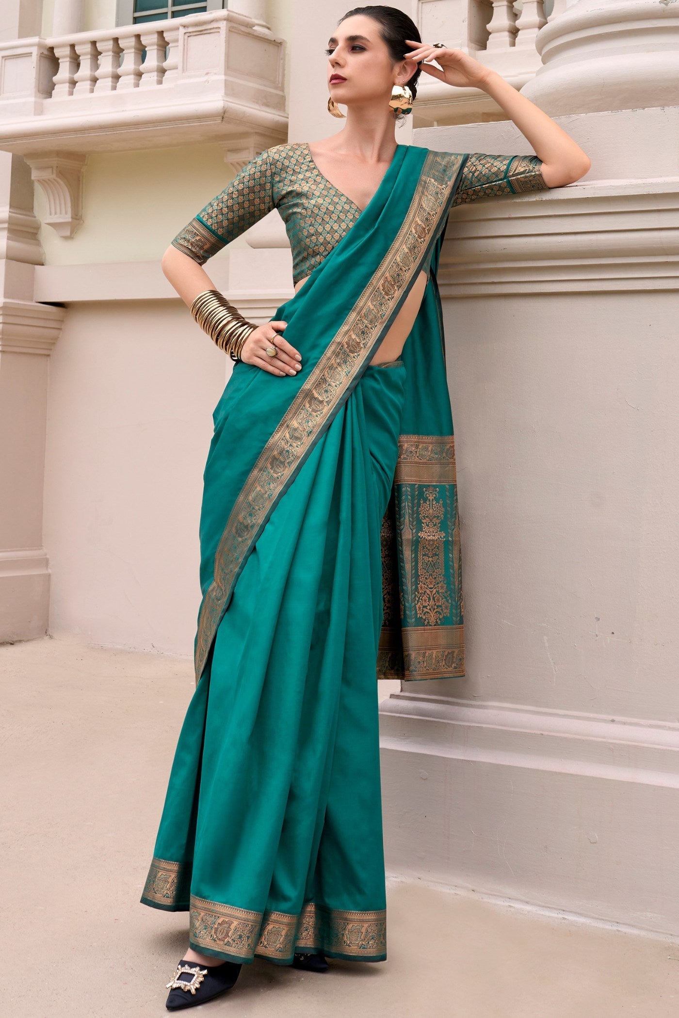 Atoll Green Banarasi Handloom Saree