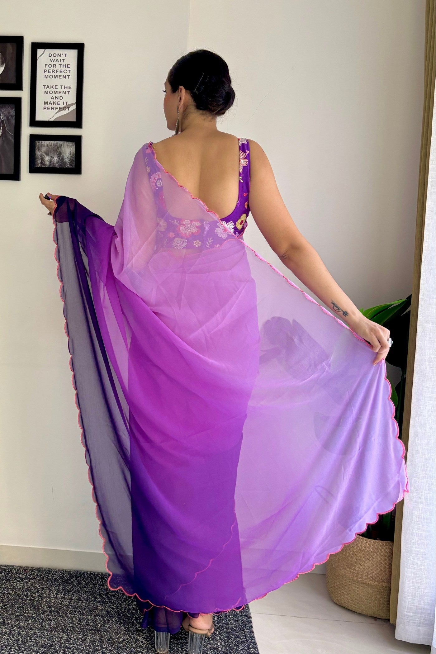 Berry Purple Georgette Saree