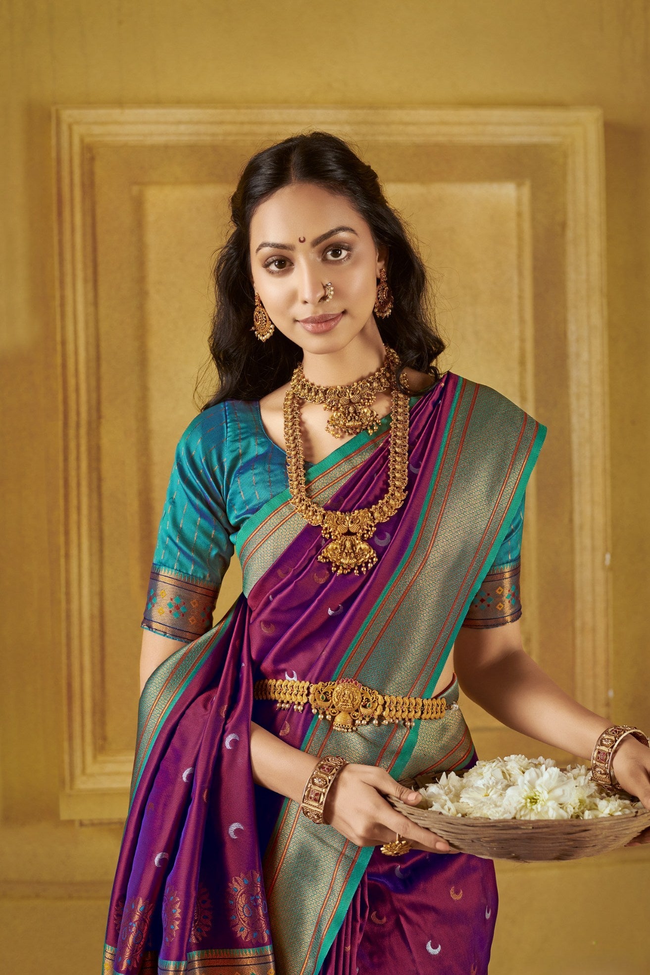 Camelot Purple Woven Paithani Saree