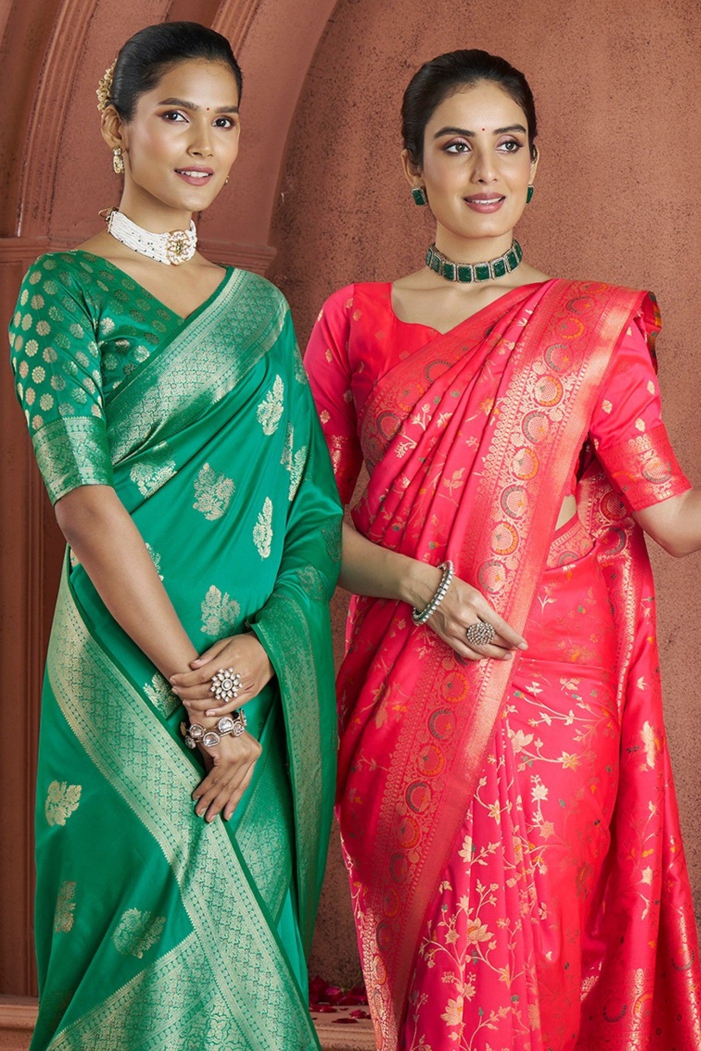 Forest Green Woven Banarasi Saree