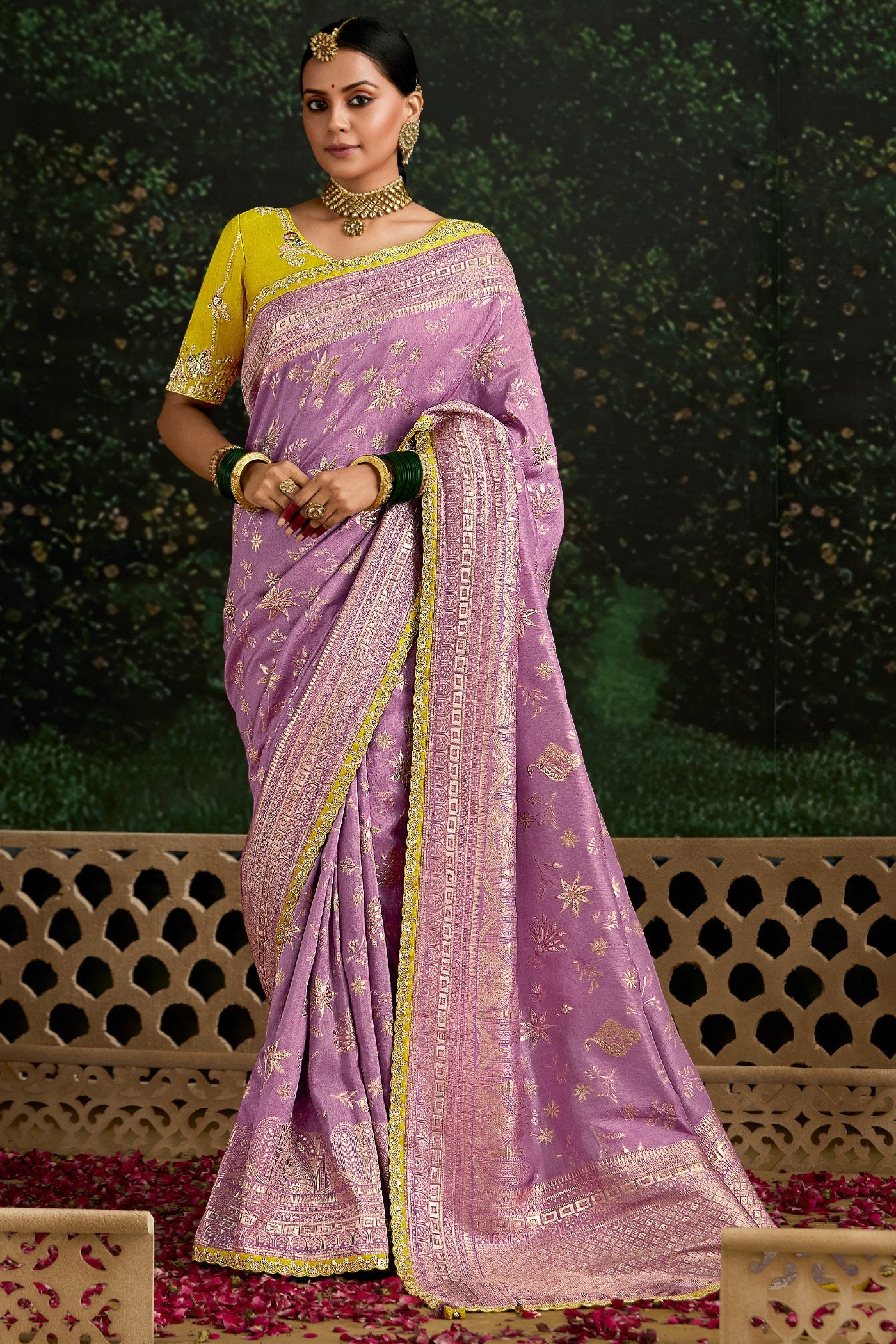 Rouge Pink Designer Banarasi Saree