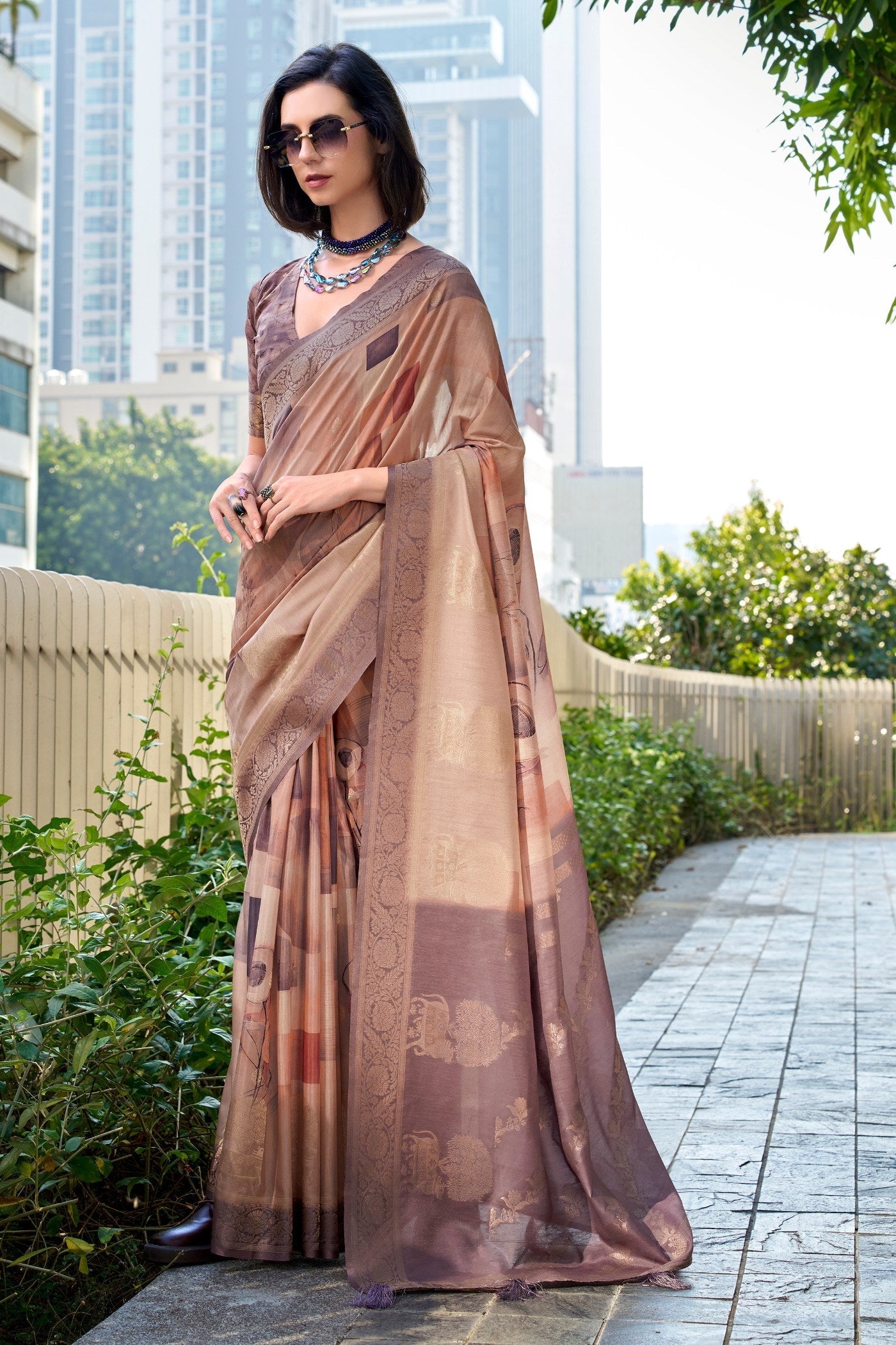 Dust Brown Banarasi Handloom Saree