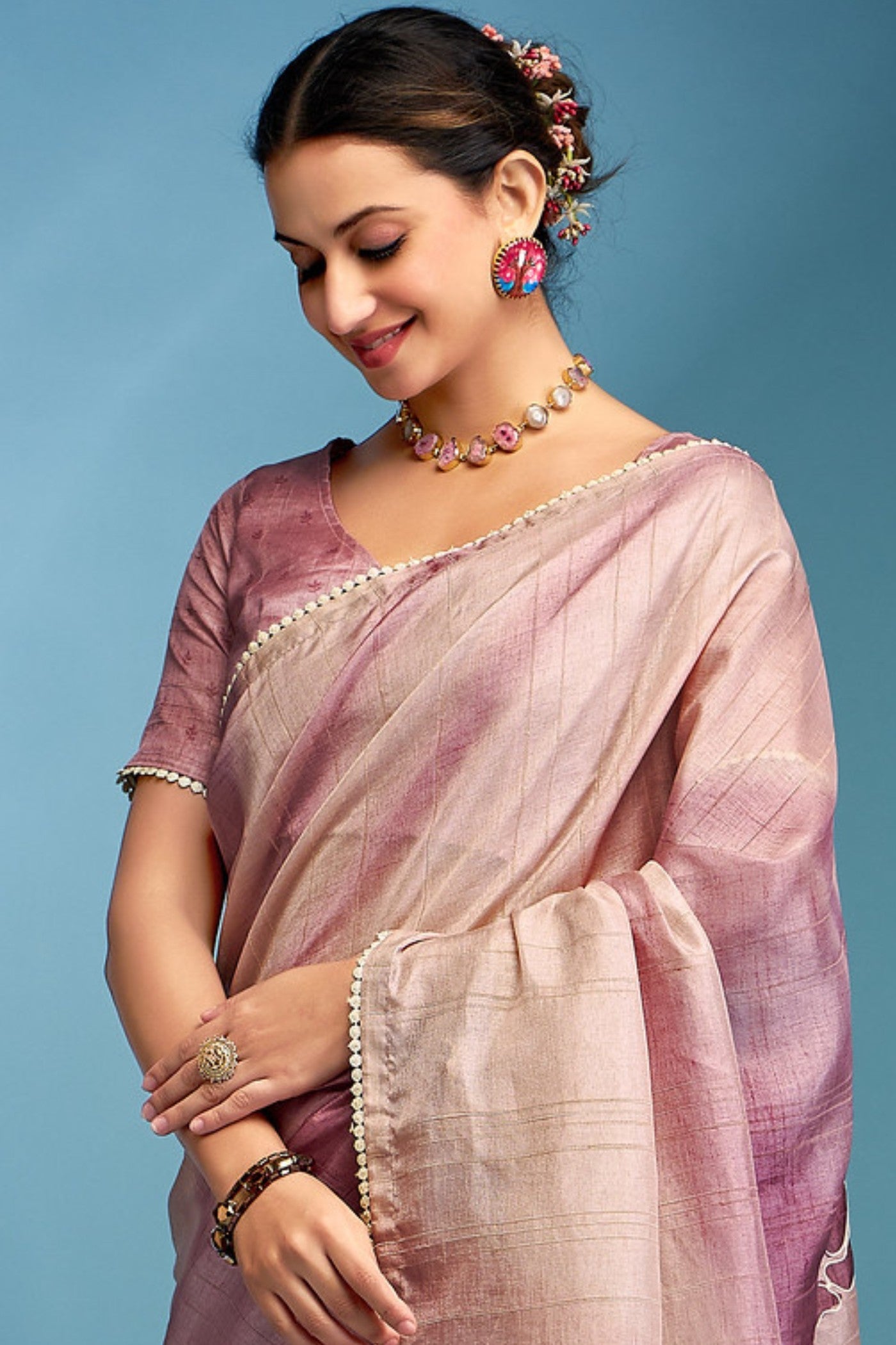 Perilla Purple Designer Tussar Silk Saree