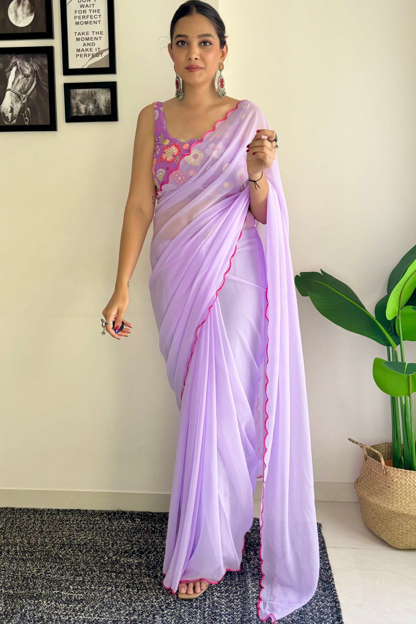 Pale Lavender Gerogette Saree