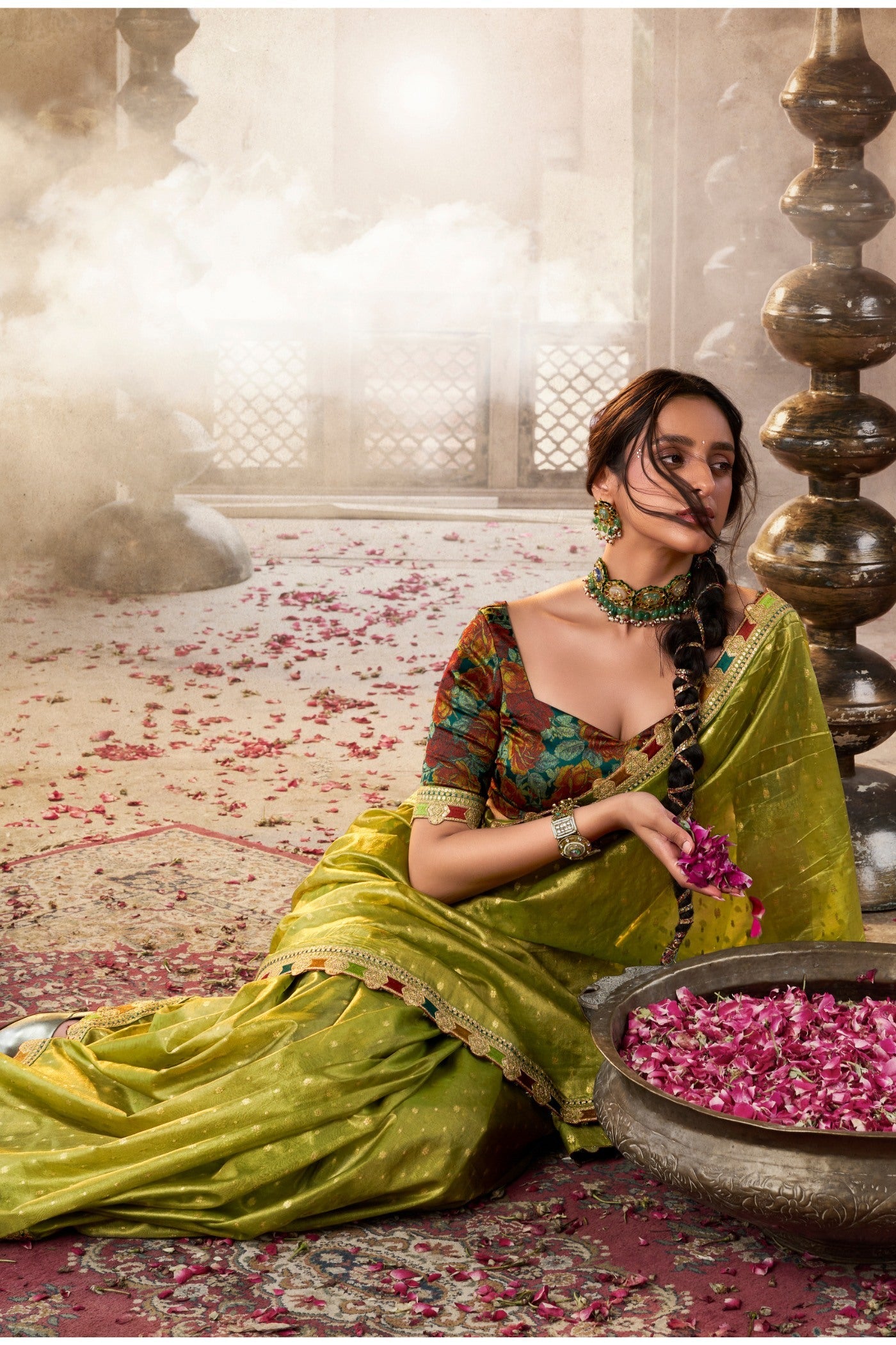 Saratoga Green Tissue Designer Saree