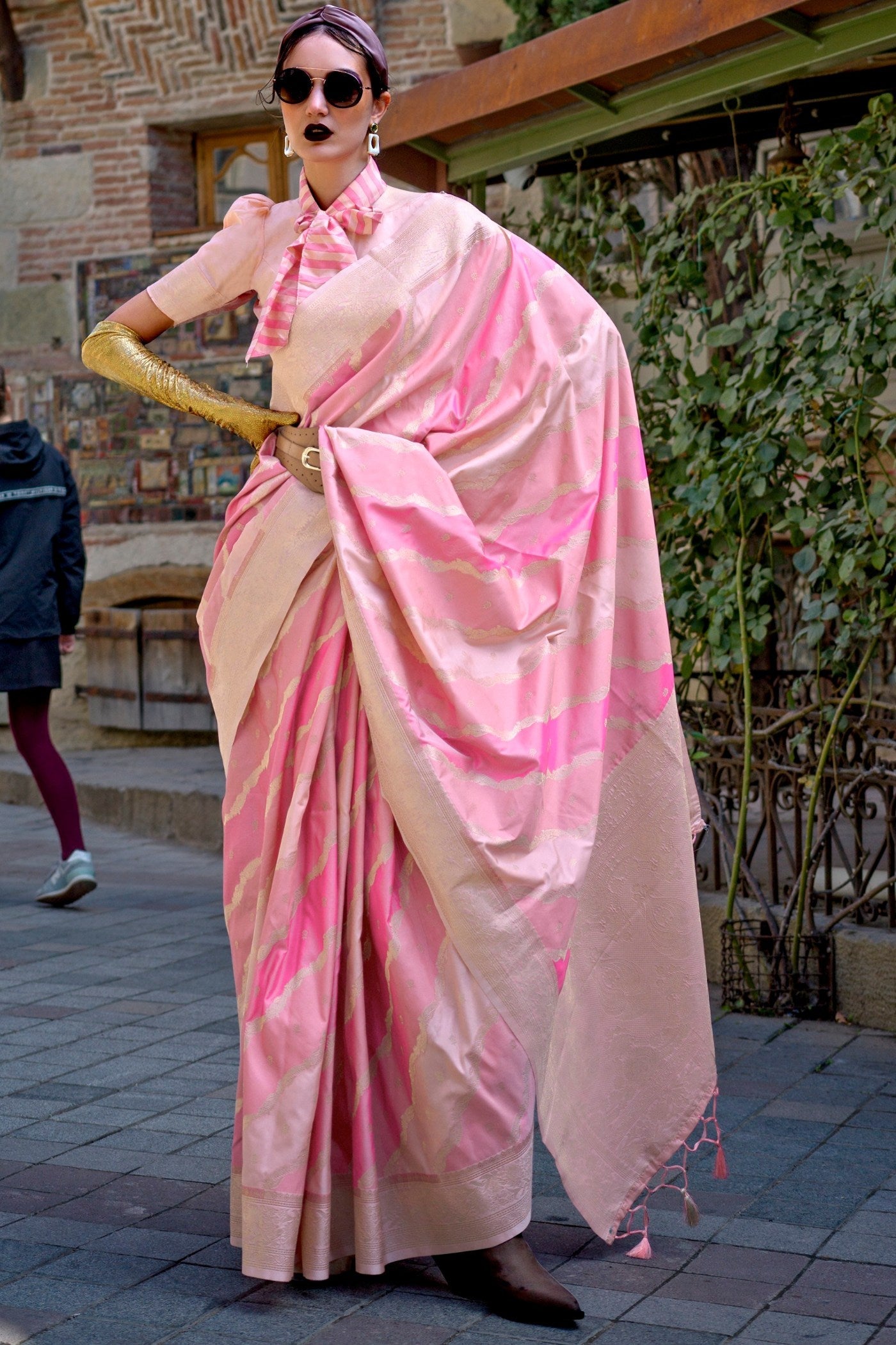 Kobi Pink Katan Handloom Silk Saree