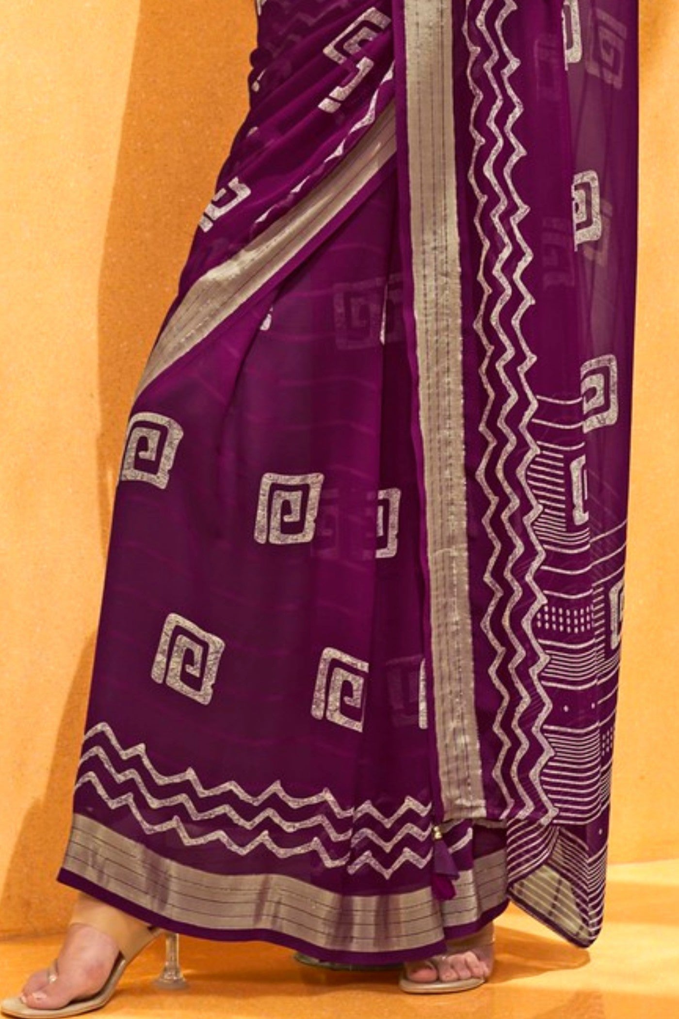 Dark Congo Purple Georgette Printed Saree