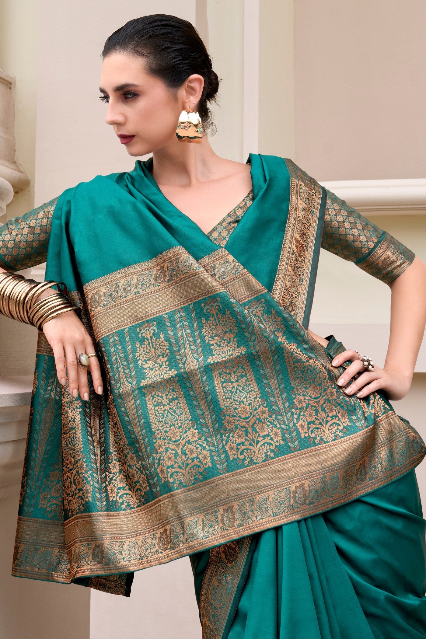 Atoll Green Banarasi Handloom Saree