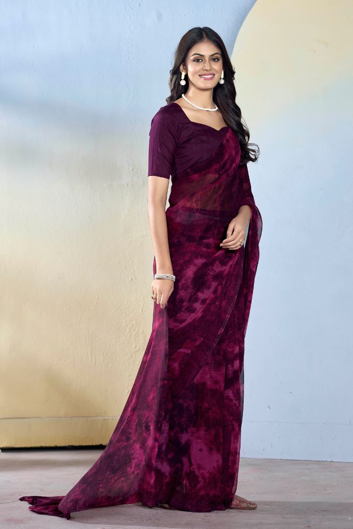 Jamun Purple Ready To Wear Georgette Saree