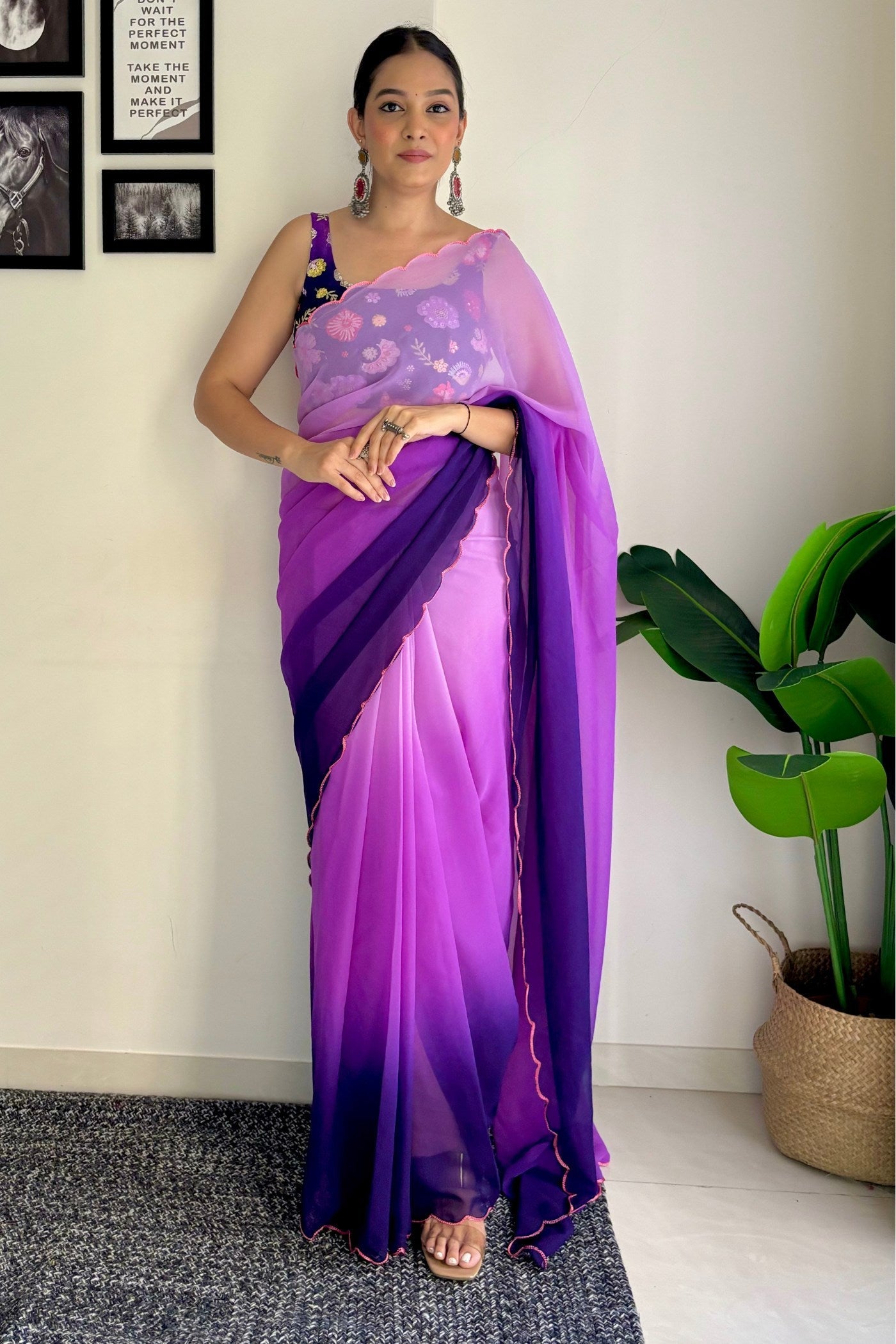 Berry Purple Georgette Saree