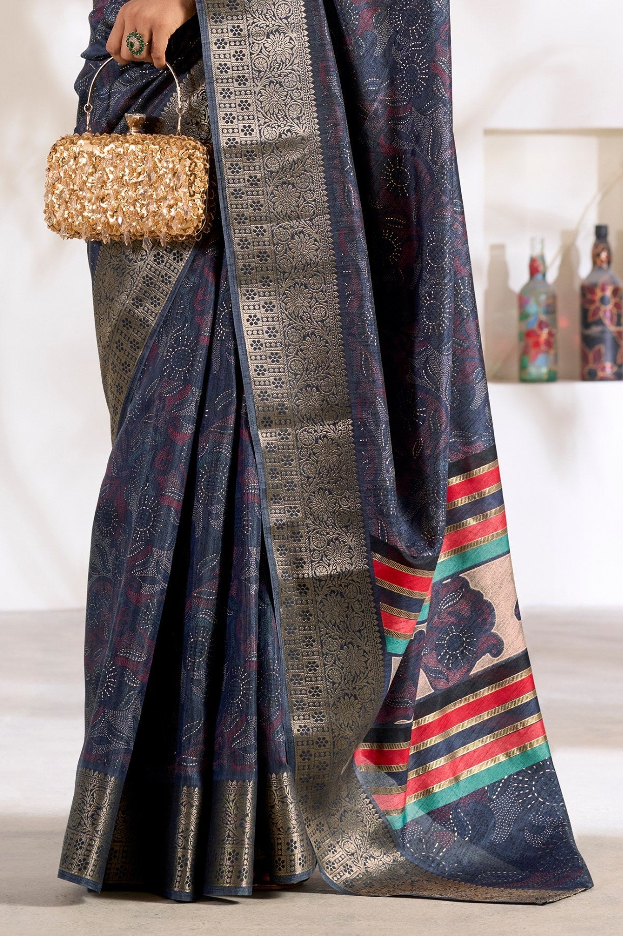 Jaguar Blue Soft Dola Silk Saree