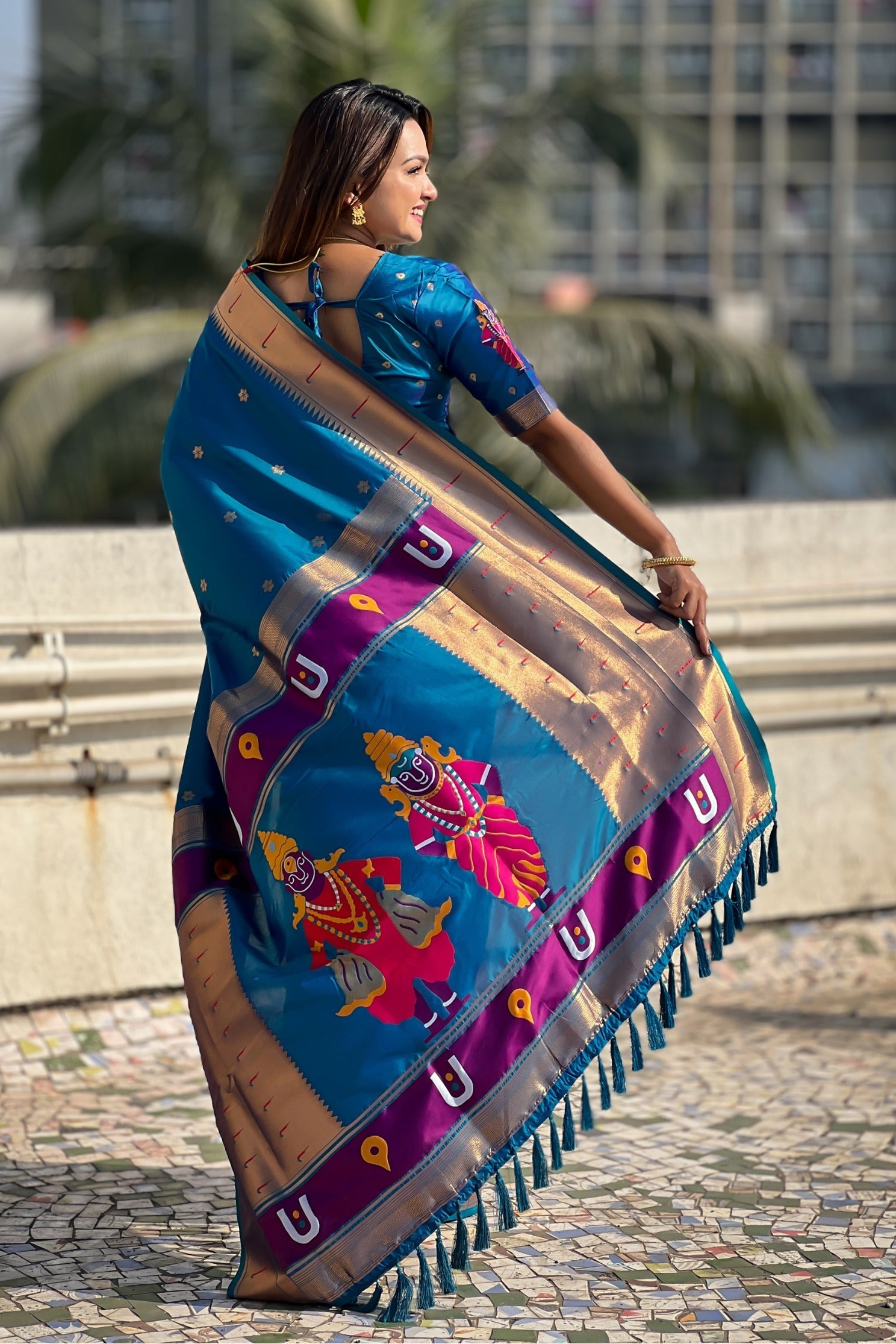 Royal Blue Woven Paithani Saree