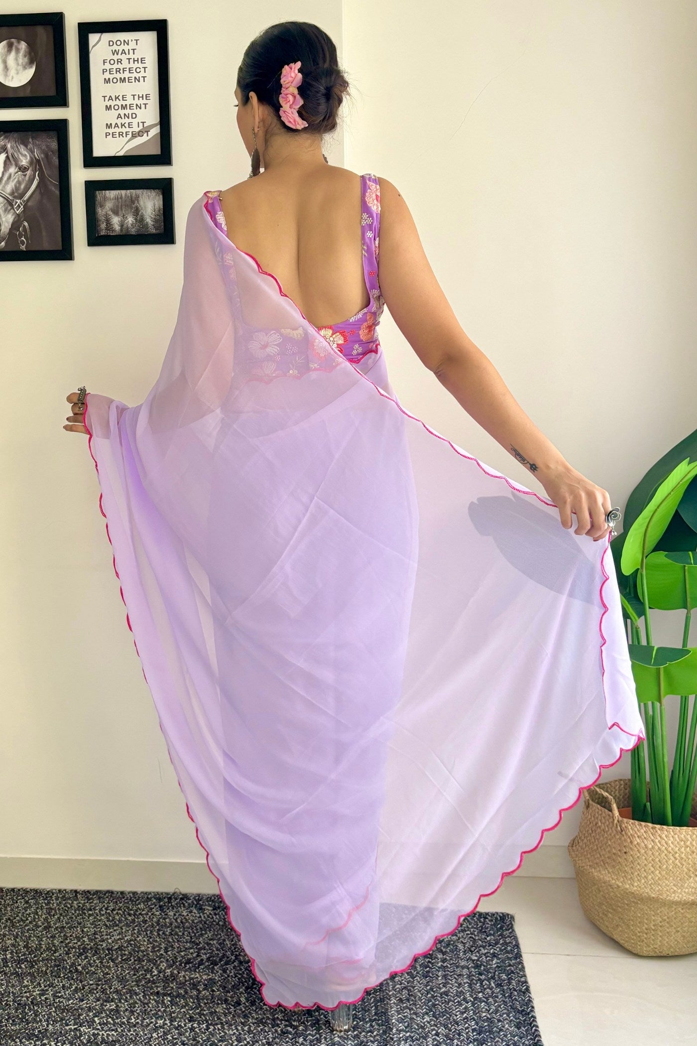 Pale Lavender Gerogette Saree