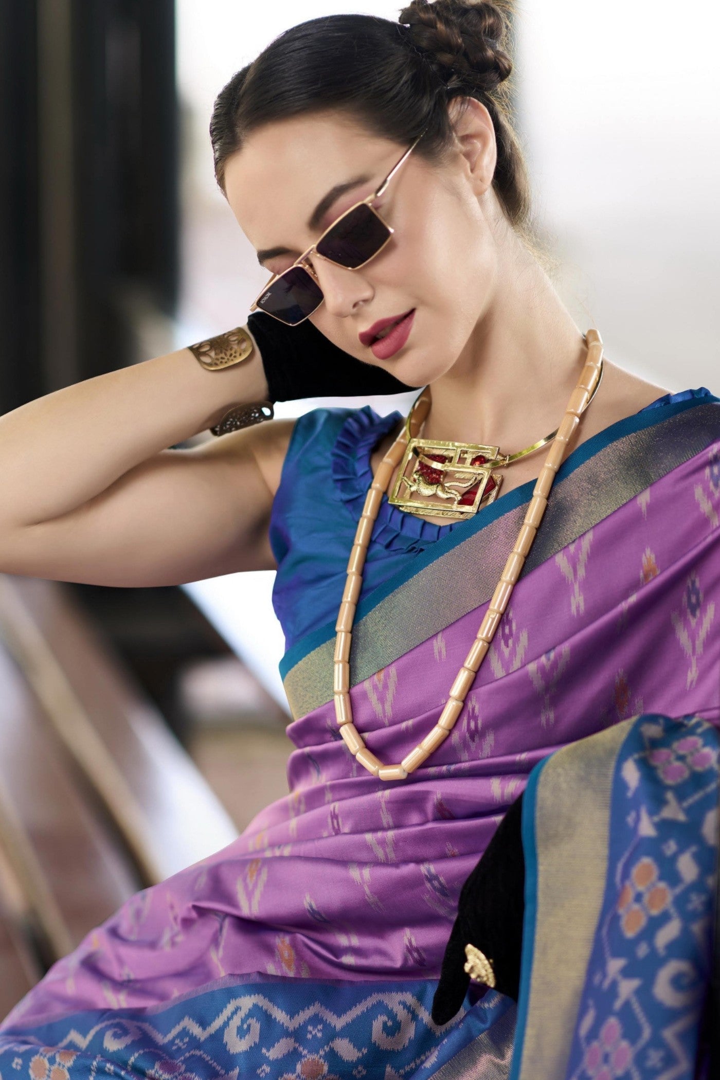 Cosmic Purple Woven Banarasi Soft Silk Saree