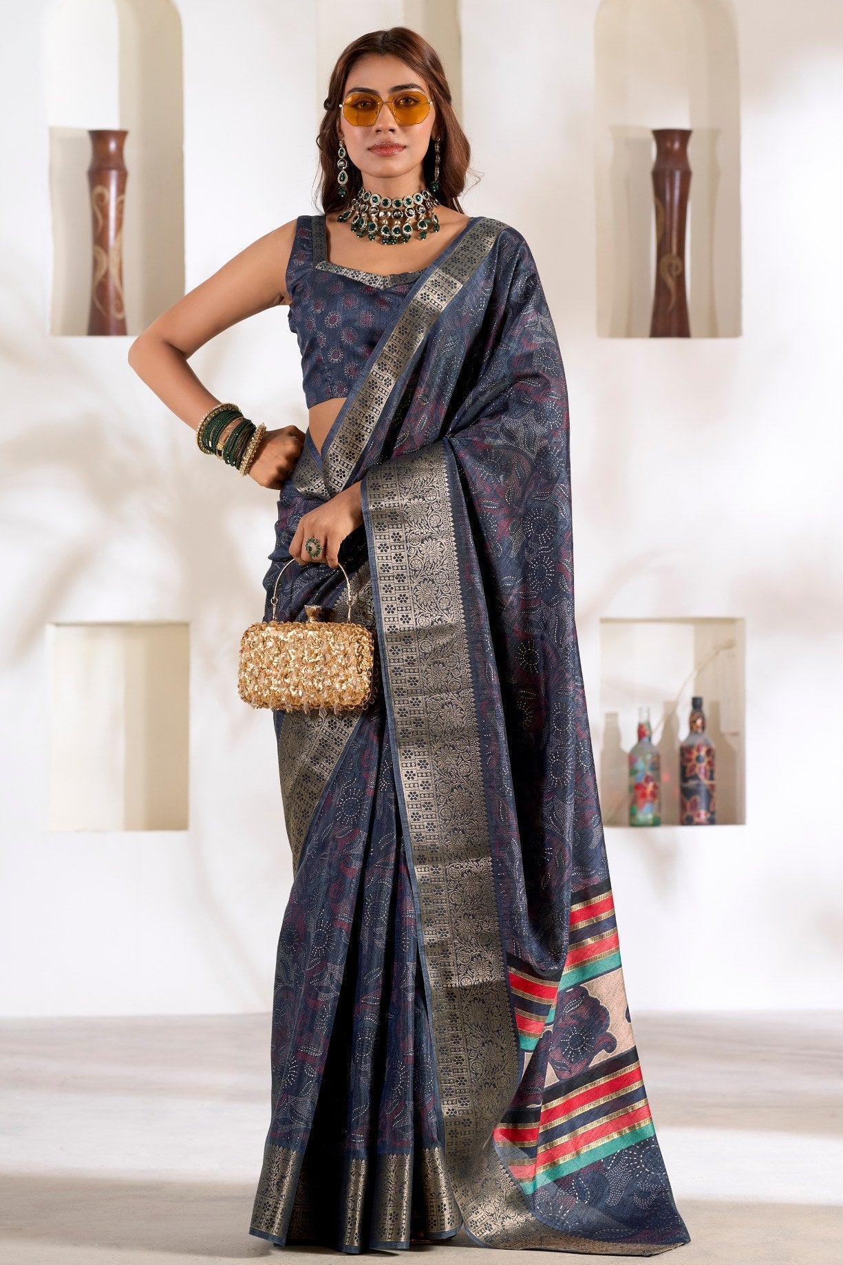 Jaguar Blue Soft Dola Silk Saree