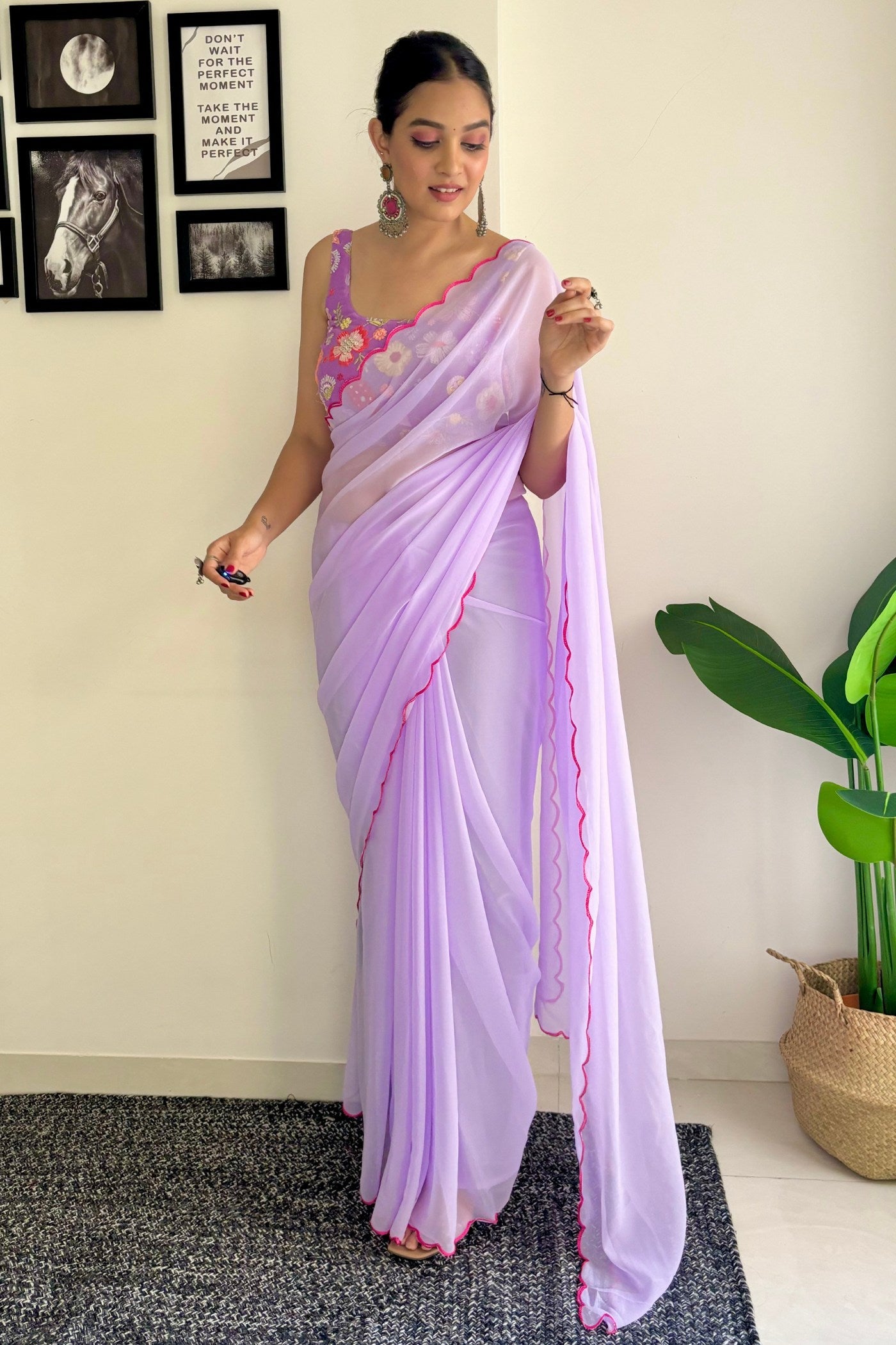 Pale Lavender Gerogette Saree