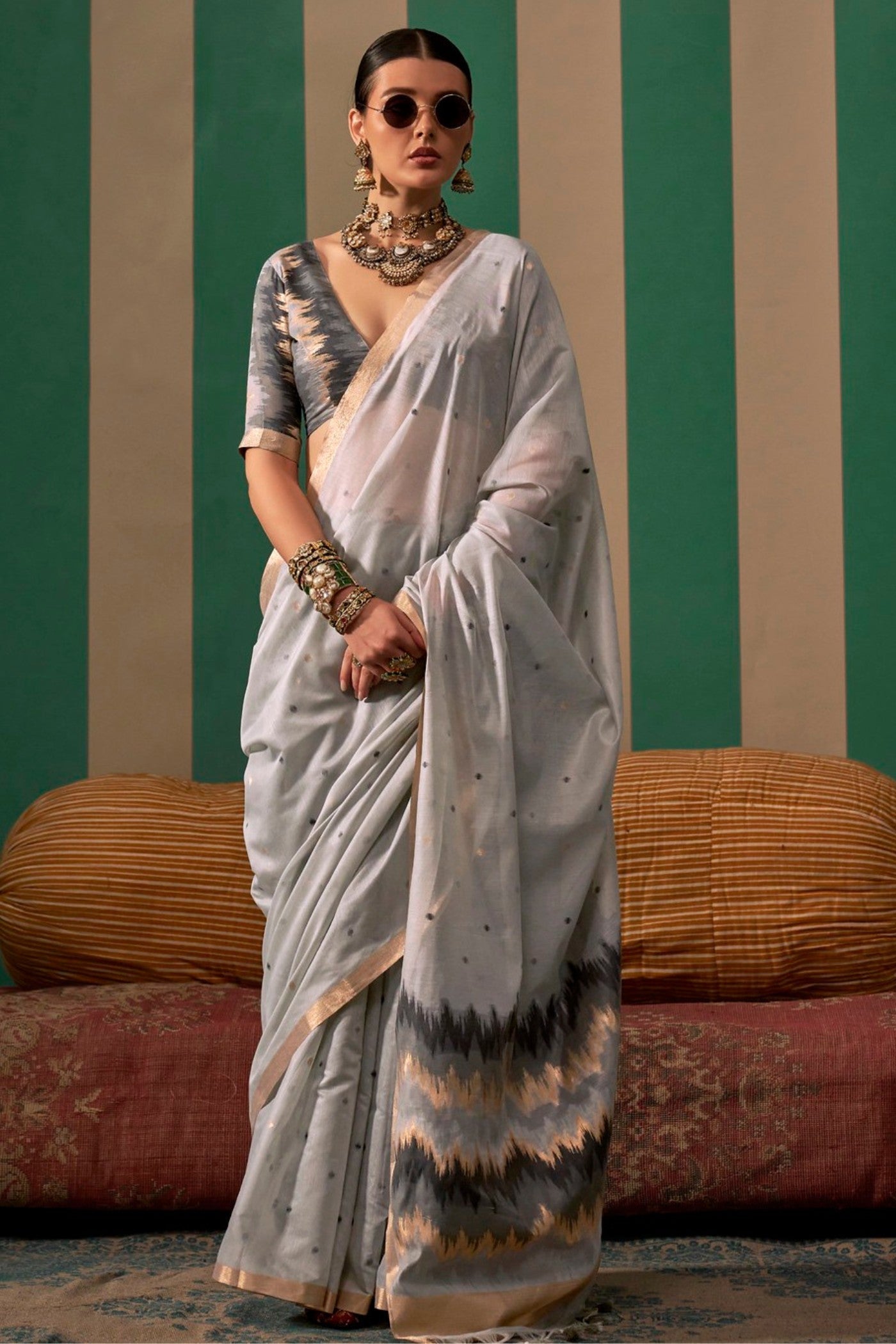 Cold Turkey Grey Handloom Linen Saree