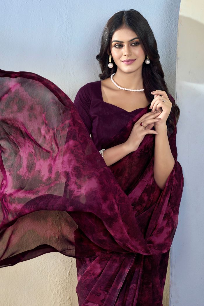 Jamun Purple Ready To Wear Georgette Saree