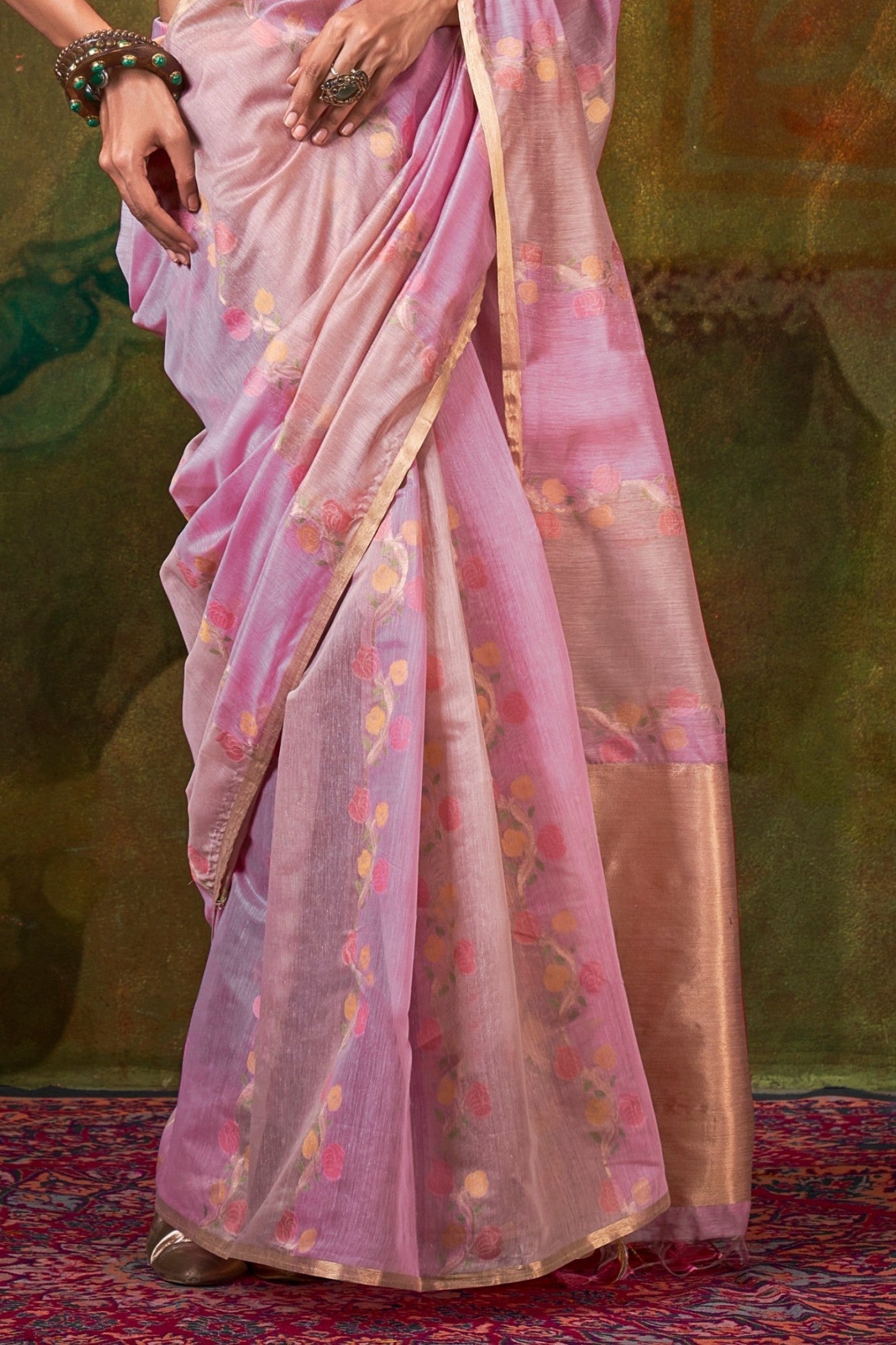 Viola Pink Banarasi Handloom Saree