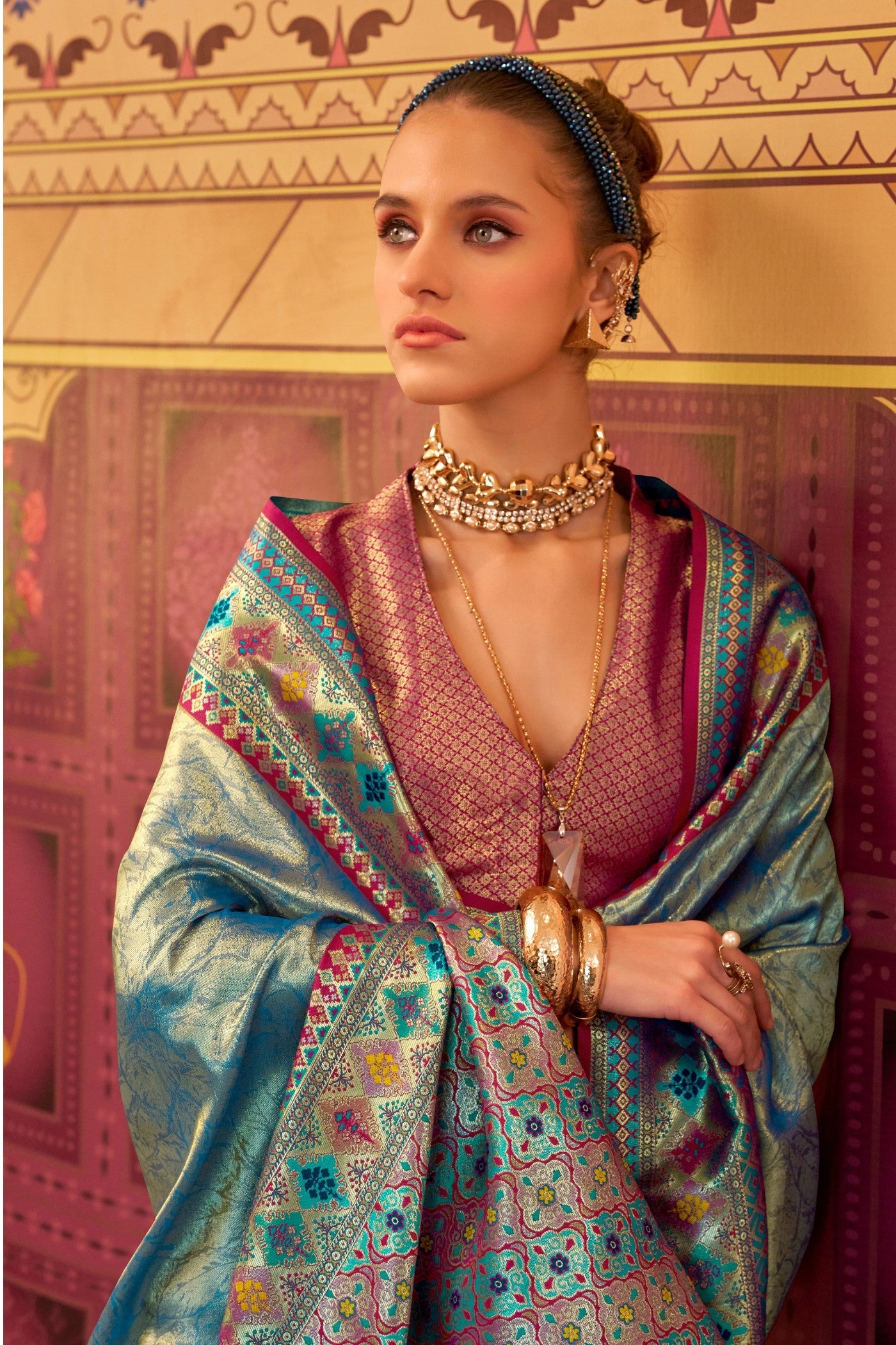 Nice Blue Woven Tissue Silk Saree