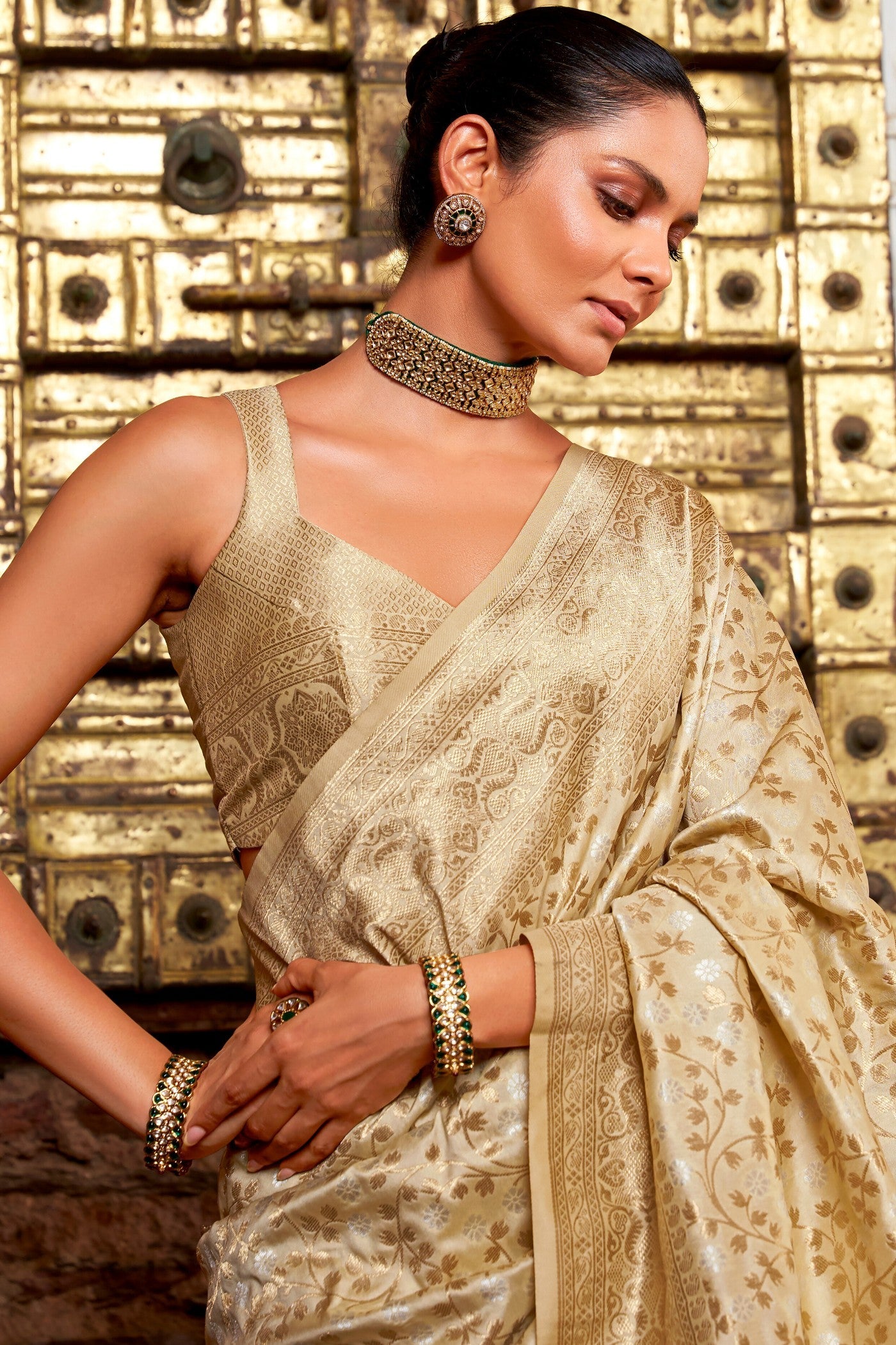 Corvette Gold Woven Banarasi Saree